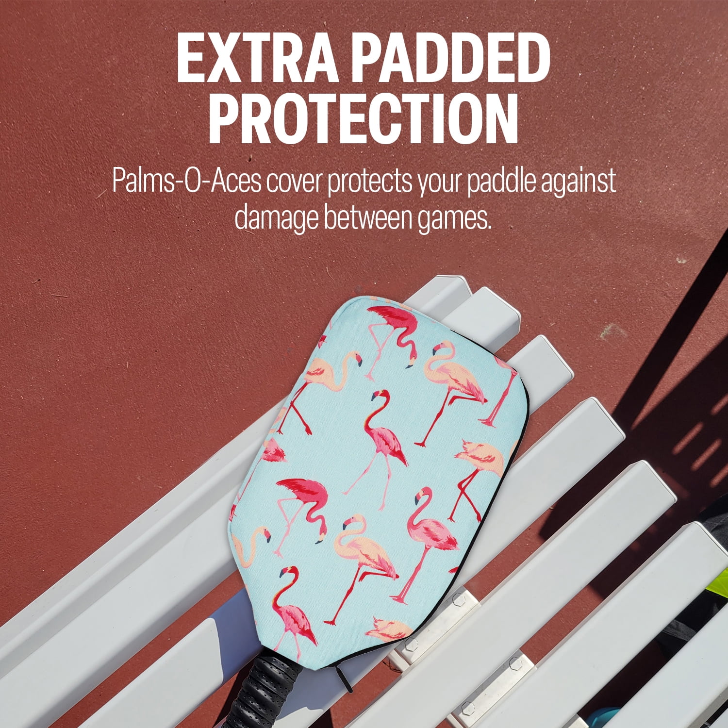 Palms-O-Aces Elongated Pickleball Paddle Cover, Padded Water-Resistant Canvas (Flamingo, 2.2 oz) peqfp