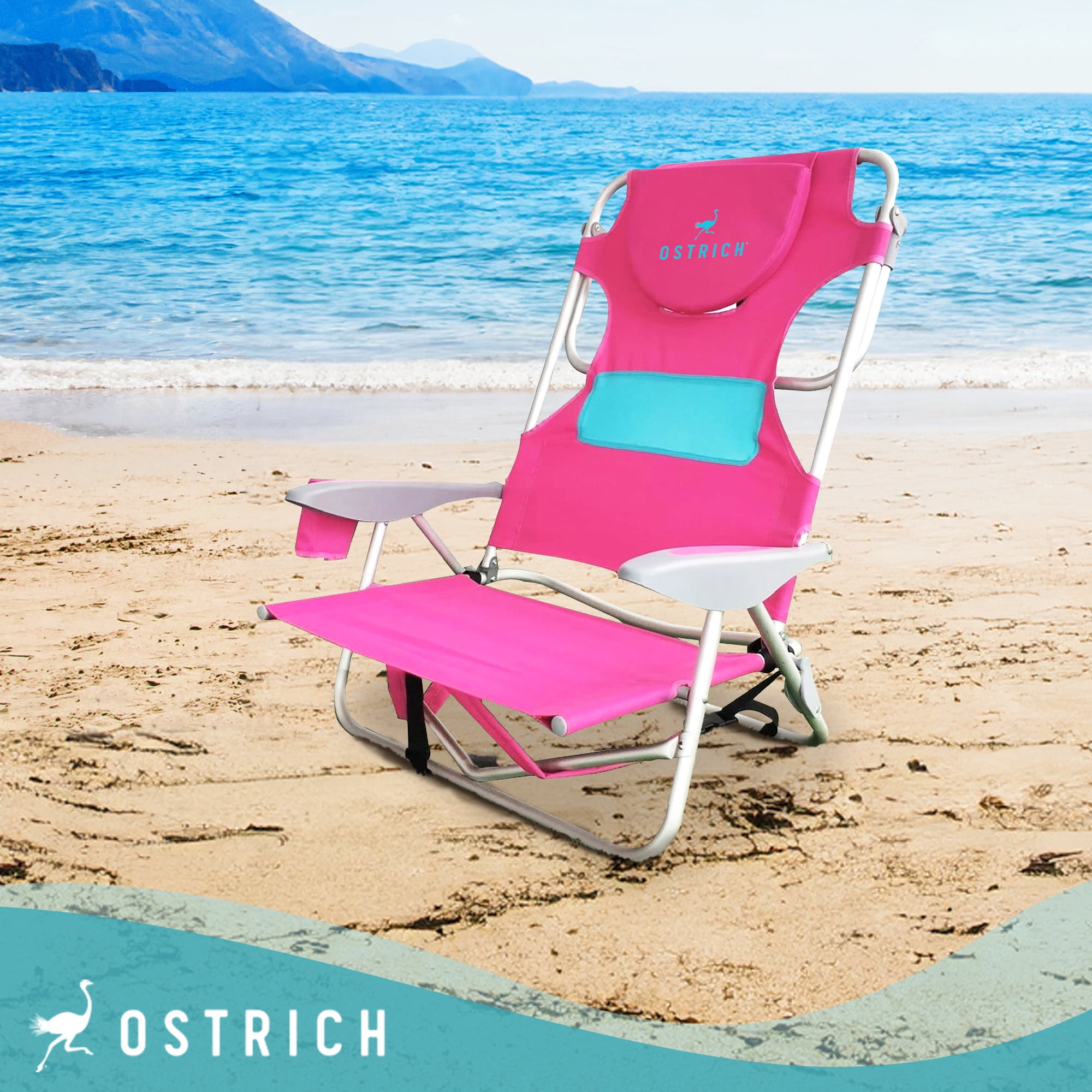Ostrich Ladies Comfort Lounger and Backpack Beach Chair (Pink, 72 in) m227t