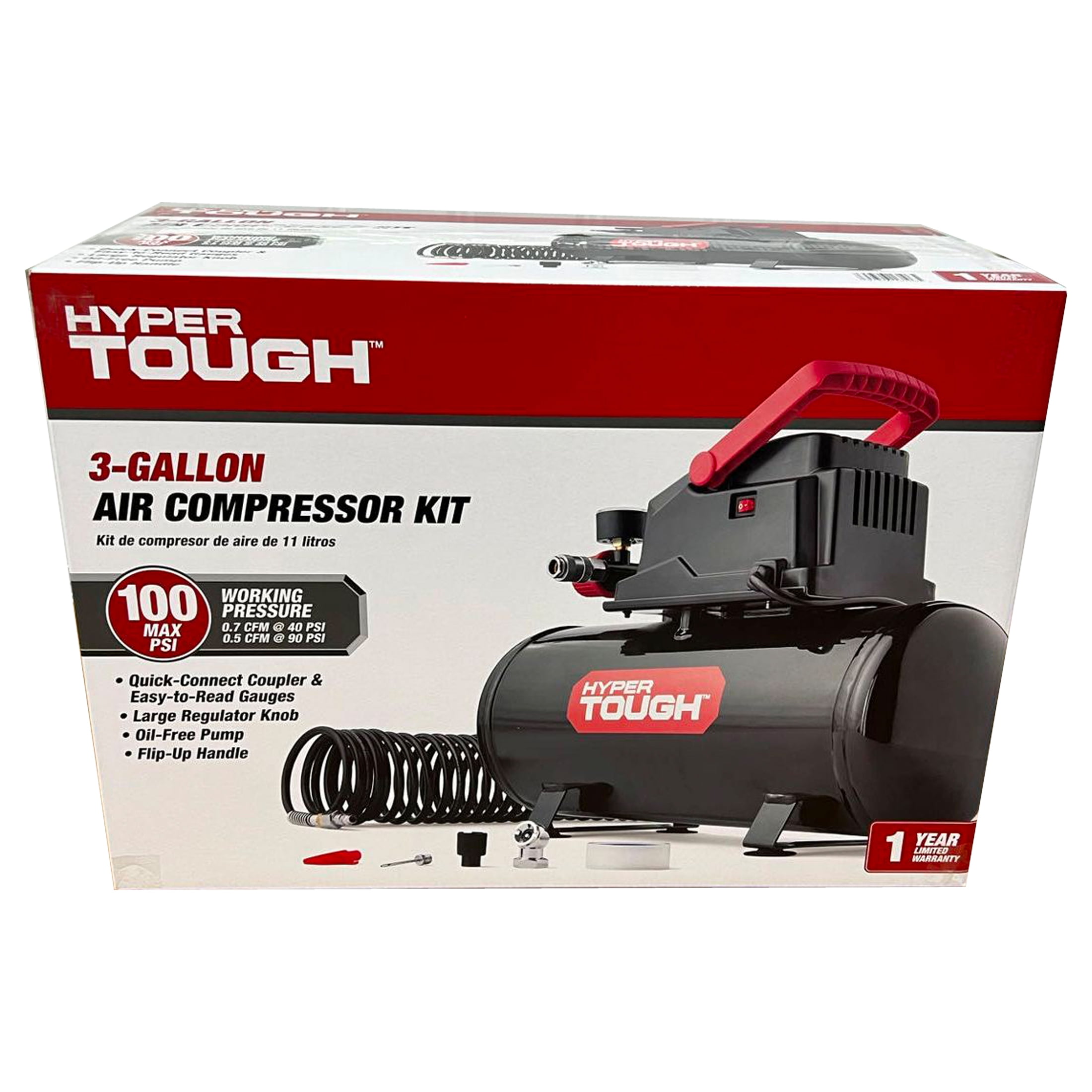 Hyper Tough Portable Air Compressor (Black, 3 gal) bth5c