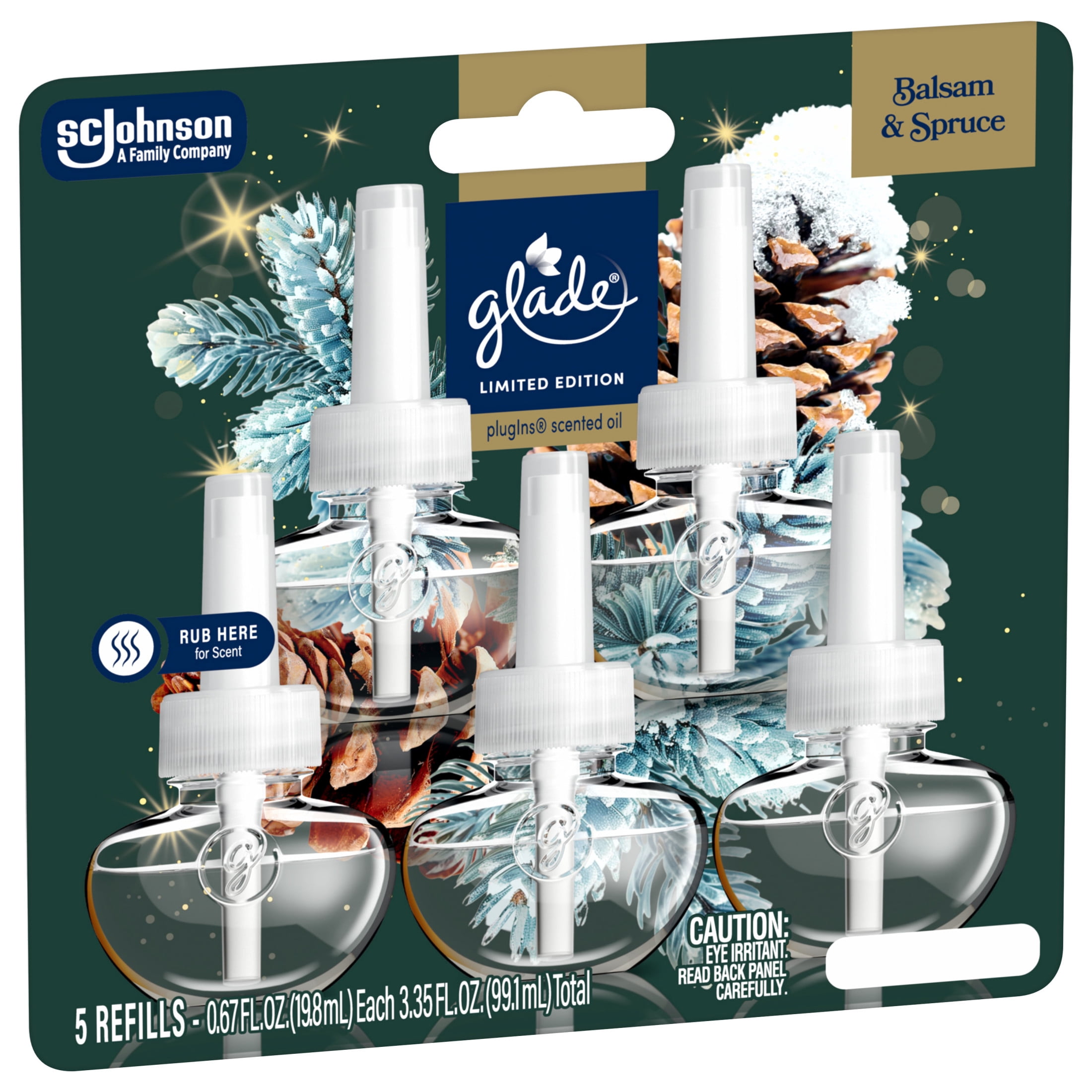 Glade PlugIns Air Freshener Refills, Twinkling Pine & Cedar, Long-Lasting Scent (5 Count, 3.35 oz) z8dts