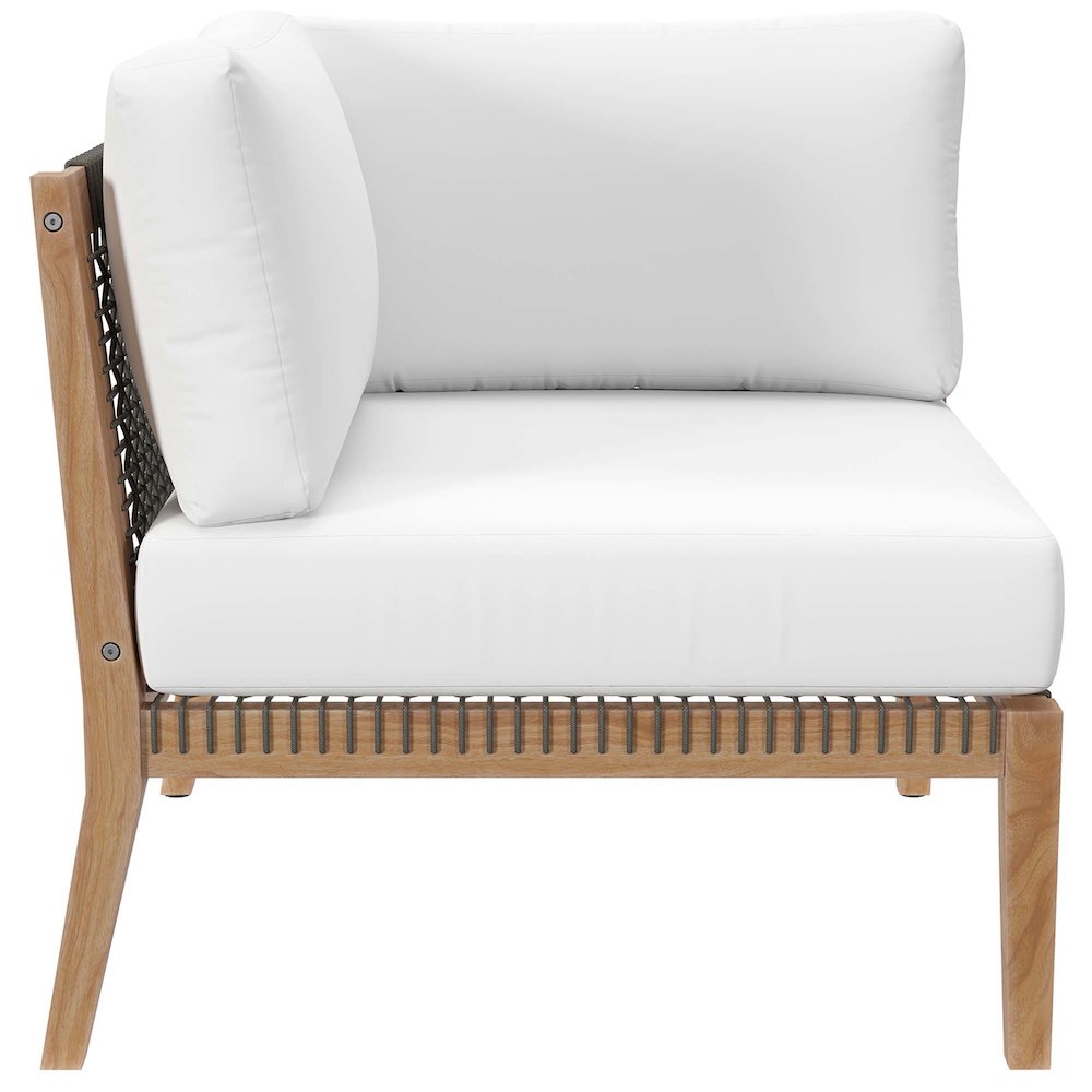 Modway Clearwater 6-Piece Teak Wood Outdoor Sectional Sofa Set (Gray/White, 6-Piece) 8zded
