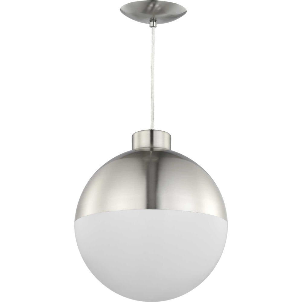 Progress Lighting Globe Collection 1-Light Pendant Light, Mid-Century Modern Hanging Fixture with Opal Glass Shade (Brushed Bronze, 12 in) 2r7pd