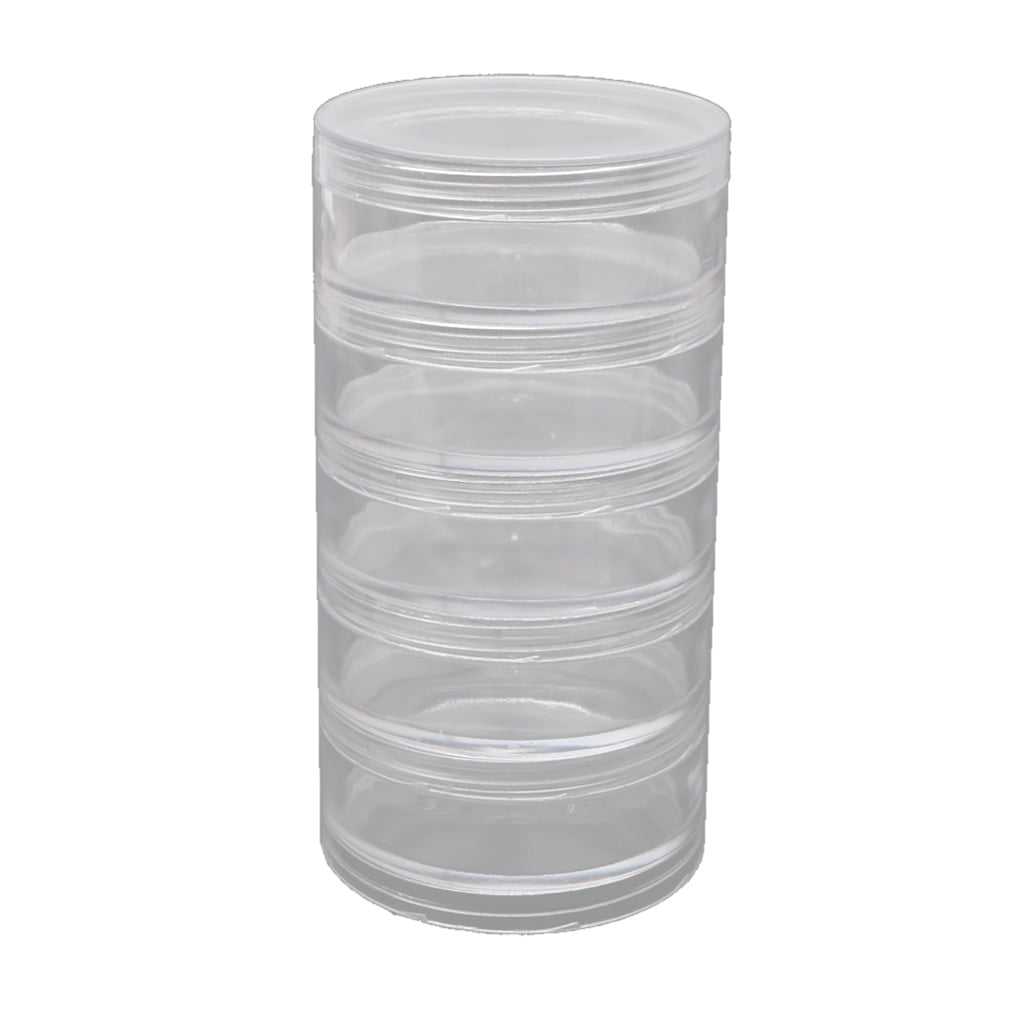 Tegongse 5-Layer Stackable Round Storage Container for Beads and Craft Supplies (Clear, 5-Tier) 1r2ox