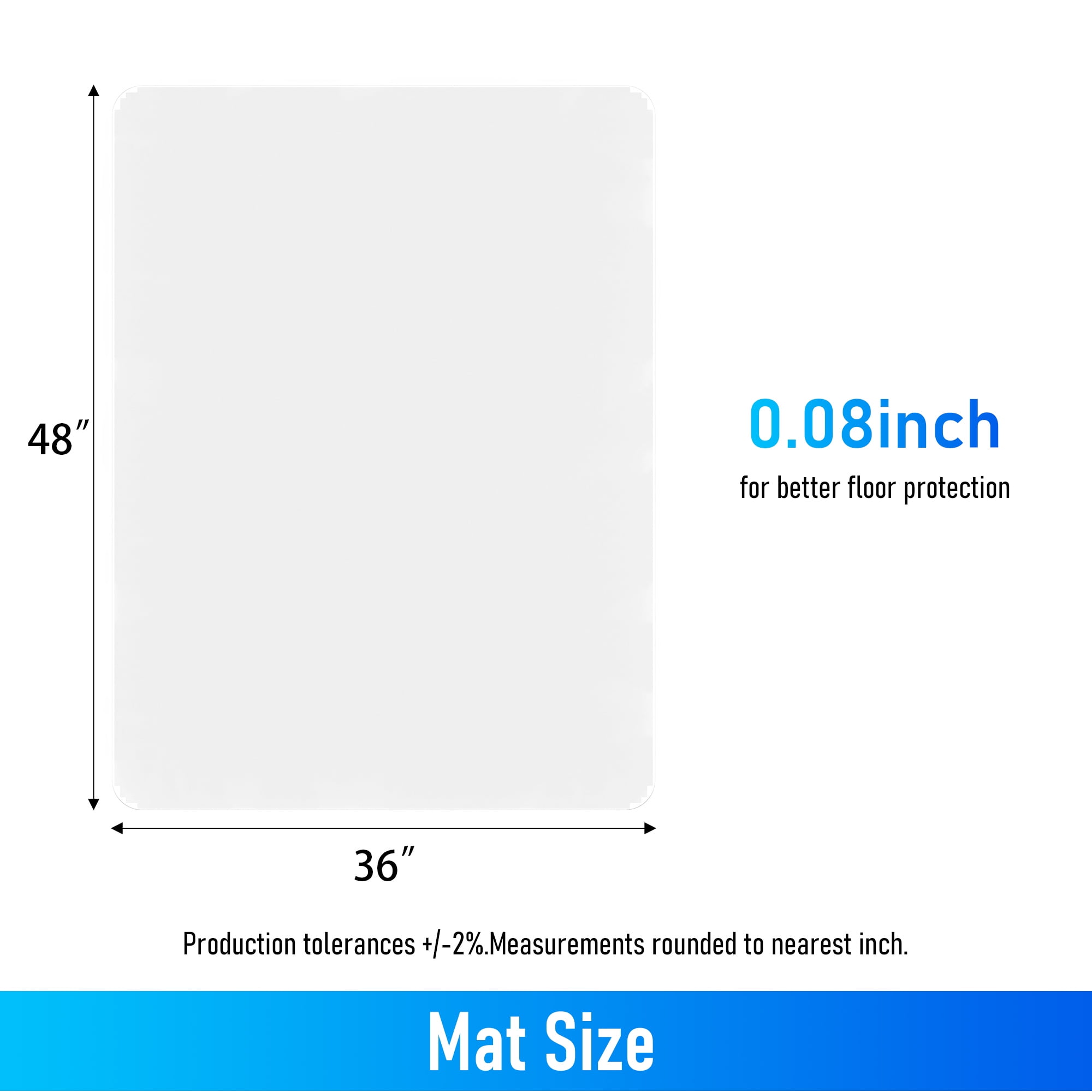 Hriiiiya Office Chair Mat for Hardwood Floors, Non-Slip Floor Protector for Desk Chairs (Clear, 36 in x 48 in) b0ywt
