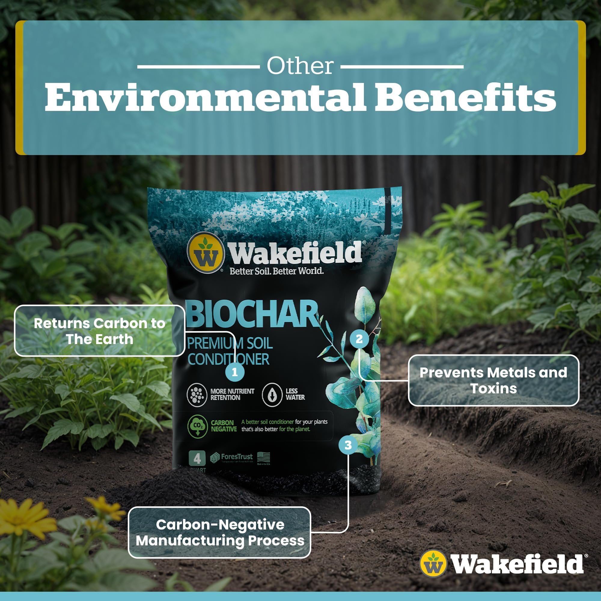 Wakefield Biochar Premium Soil Conditioner for Garden and Container Plants (4 qt) lb691