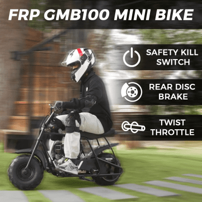 F Dirt GMB100 Mini Bike 99cc 4-Stroke Gas Powered Off-Road Dirt Bike (Black, 220 lb Capacity) j5ffh