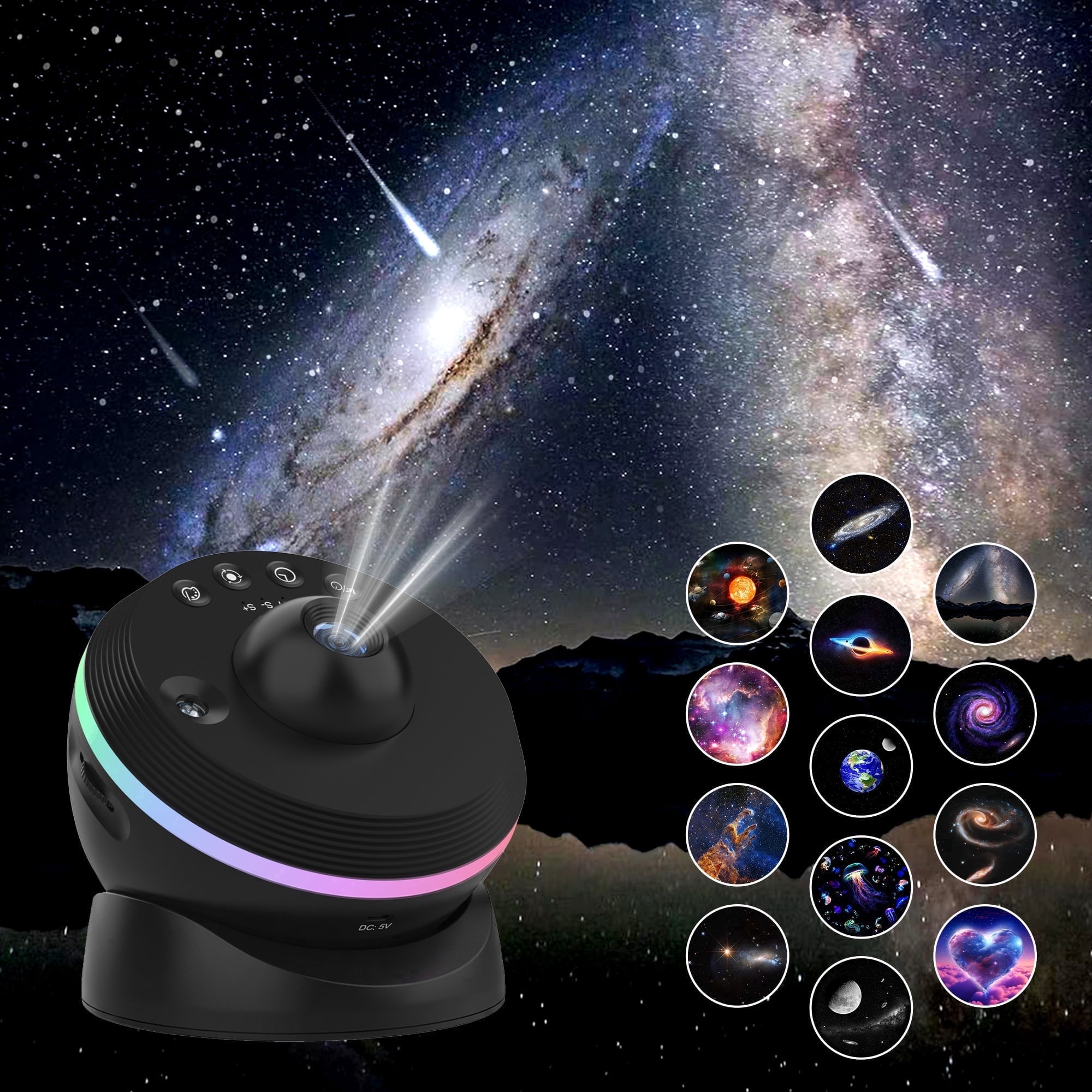 DAYBETTER Galaxy Projector, 4K HD 13-in-1 Planetarium Light Projector with Moving Meteor, Space Night Light for Bedroom (Black, 6.8 x 5.8 x 5.8 in) 1qai9