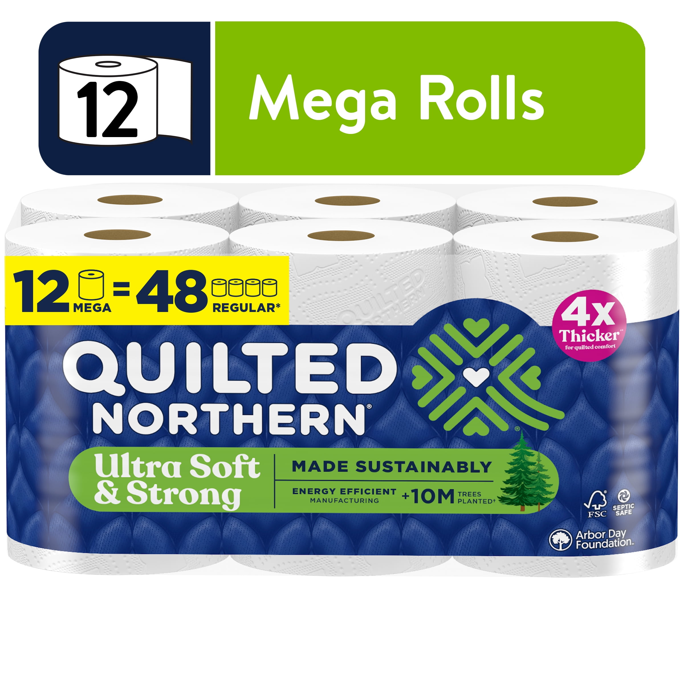 Quilted Northern Ultra Soft & Strong 2-Ply Toilet Paper (White, 12 Mega Rolls) 0wvwu