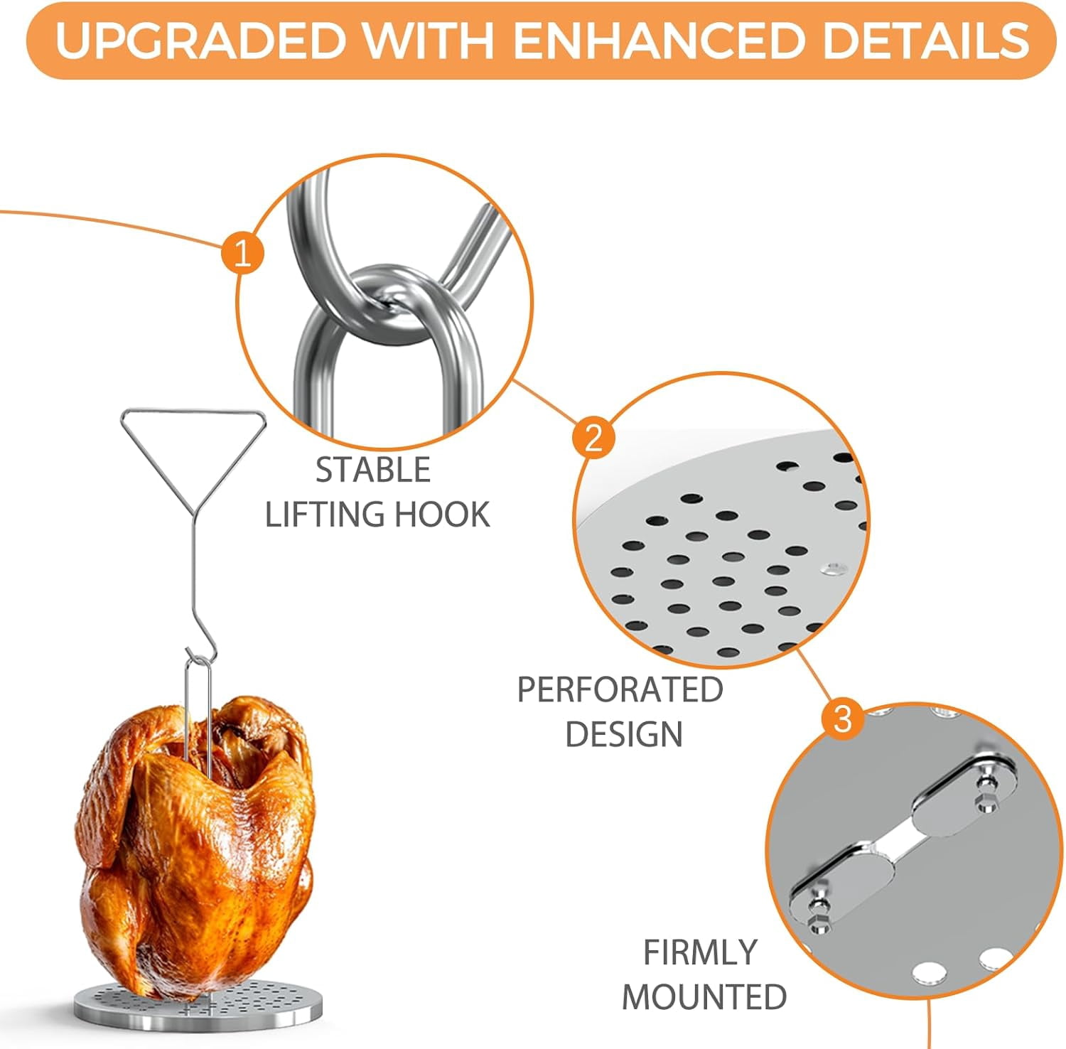 Zeokiar Turkey Fryer Rack and Vertical Chicken Roasting Stand with Lifter Hook (1 Piece) iizxw