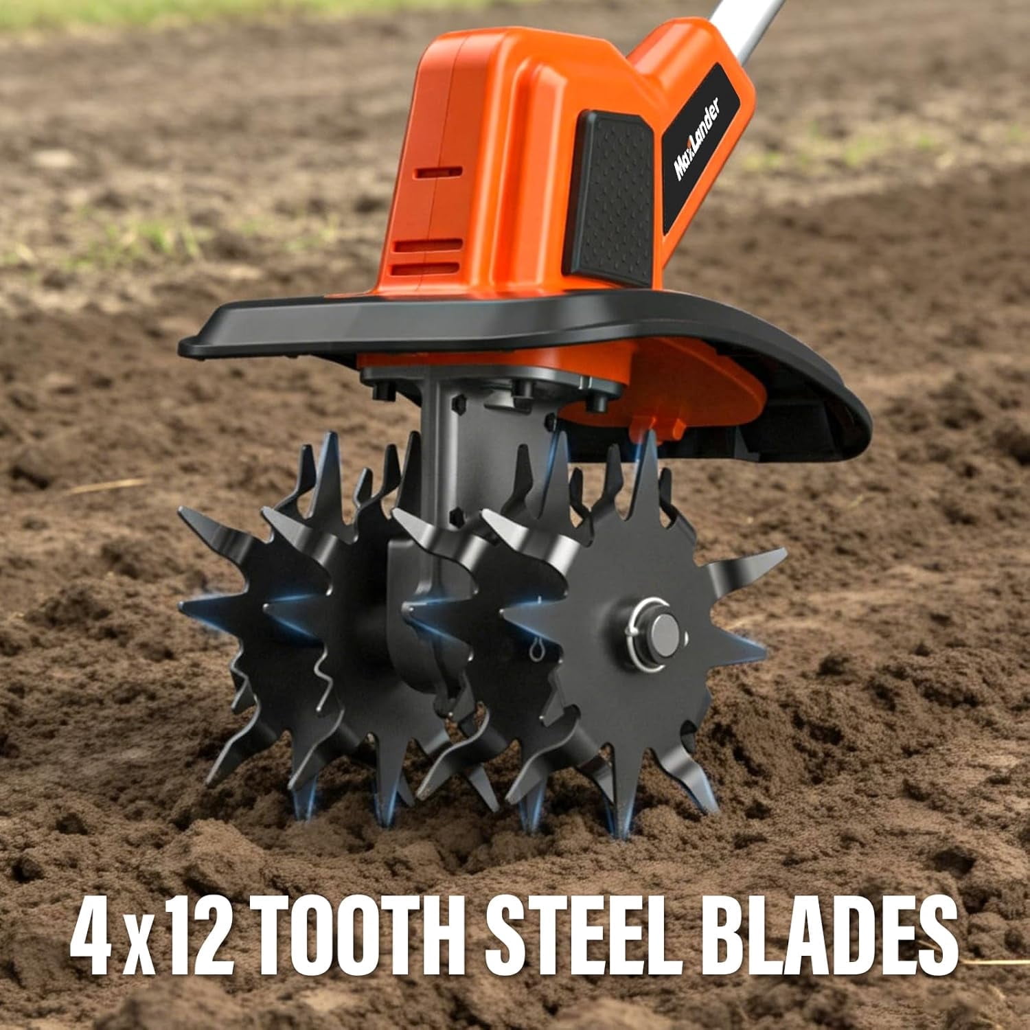 SOYUS Electric Garden Tiller Cultivator, 12 Amp Corded Rototiller with 14 in Cutting Width and Foldable Handle 802s1