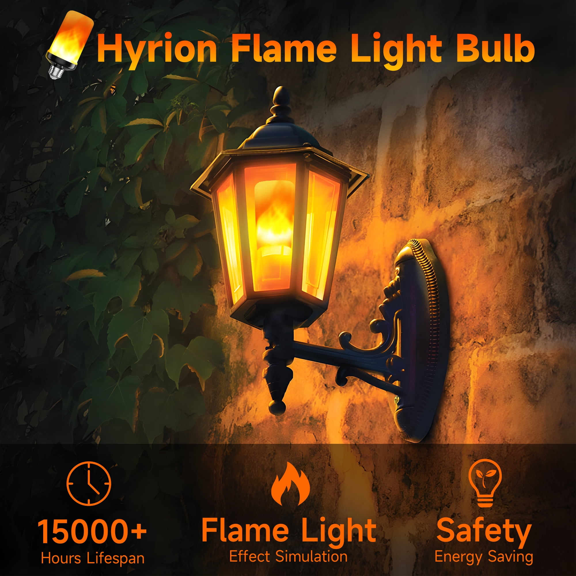 DAYBETTER LED Flame Light Bulbs, 4 Modes Flickering Fire Effect, E26 Base for Indoor and Outdoor Decor (Warm White, 2 Pack) r9kl3