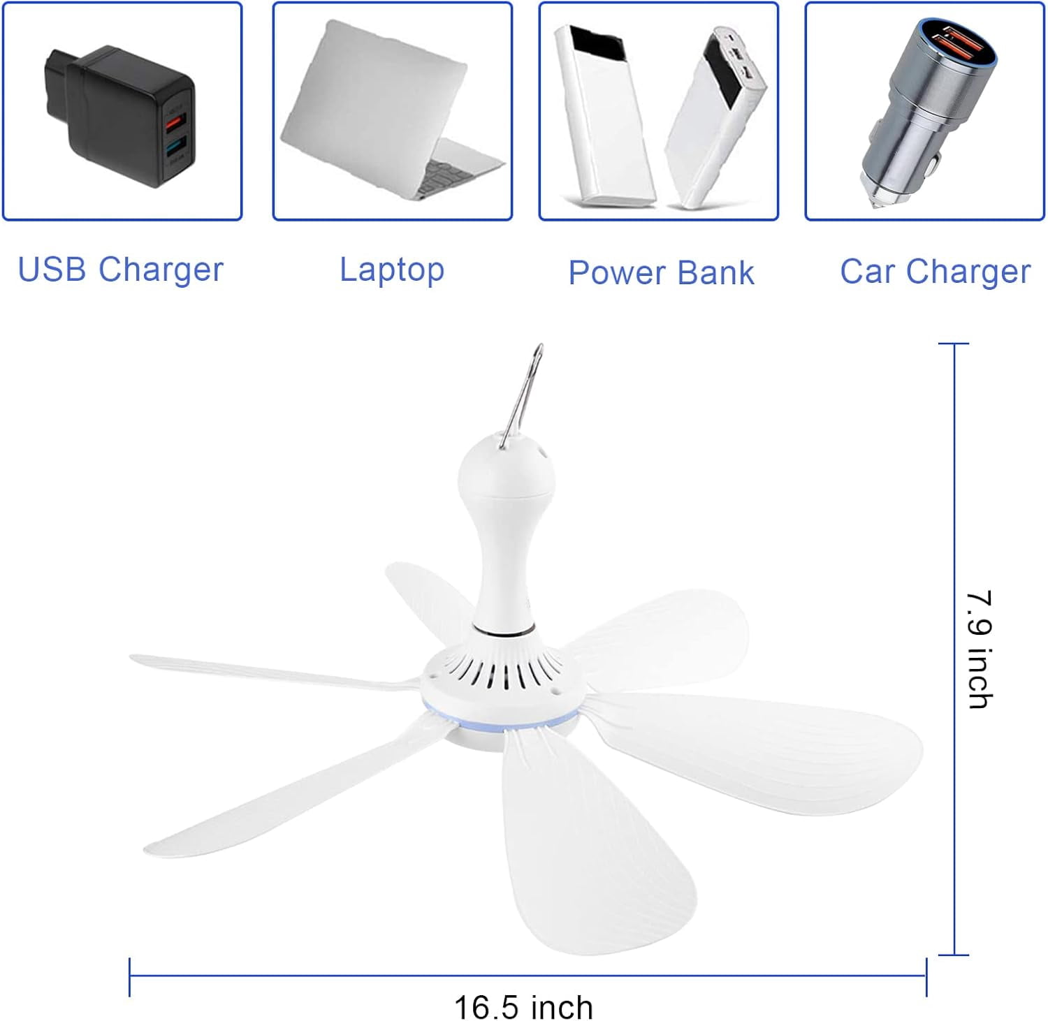 AAmyb Silent USB Powered Ceiling Fan with Remote Control and 4-Speed Settings (16.5 in) 2hvyn