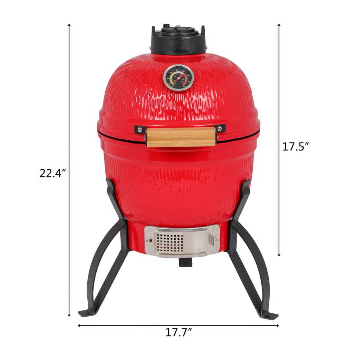 AsterOutdoor 13 in Ceramic Charcoal Grill, Kamado-Style Outdoor BBQ Smoker with 10.43 in Grid (Black, 46 lb) 0msvp