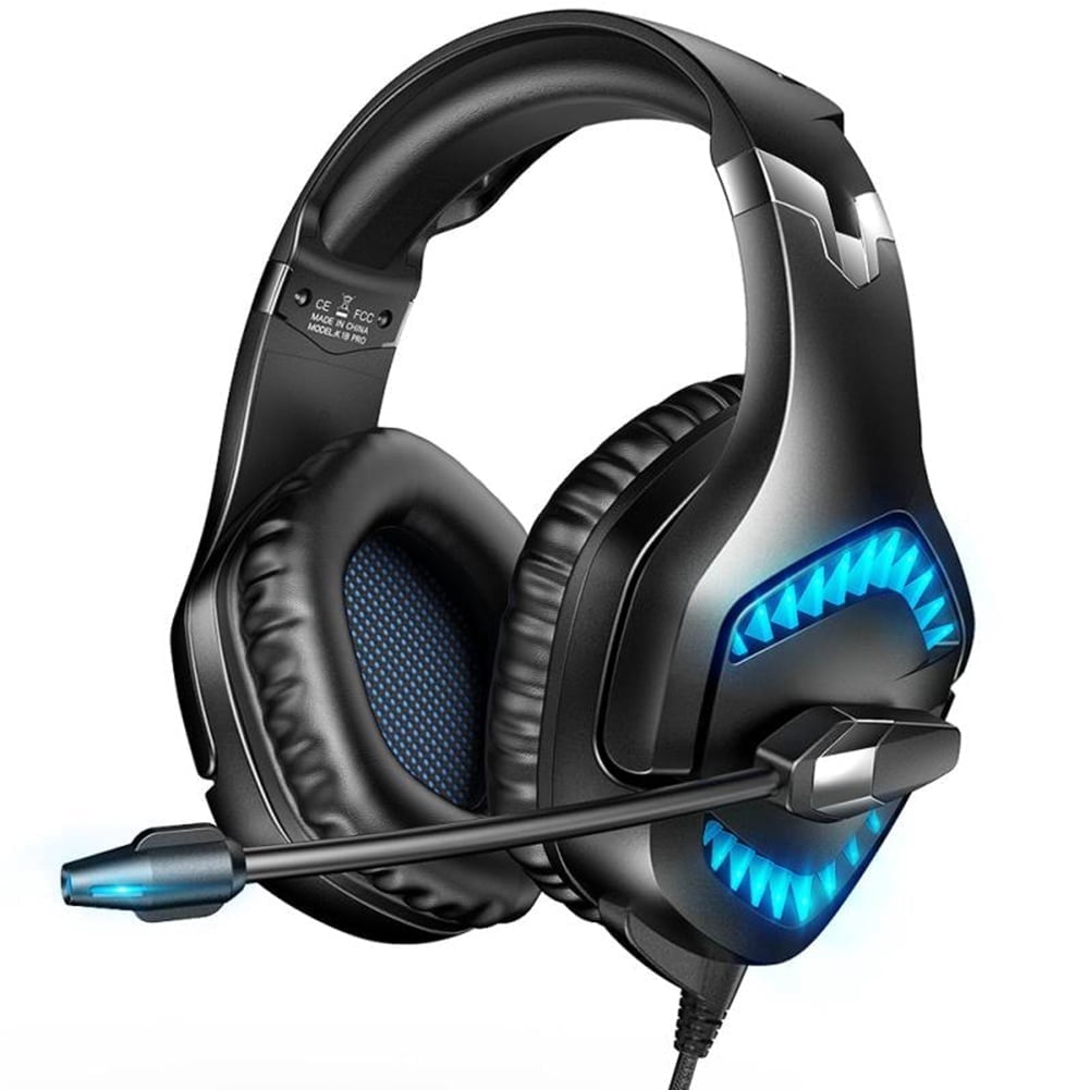 WodnHoak Gaming Headset with 7.1 Surround Sound, Noise Canceling Microphone & LED Lighting (Blue, 1 Pack) npkbr