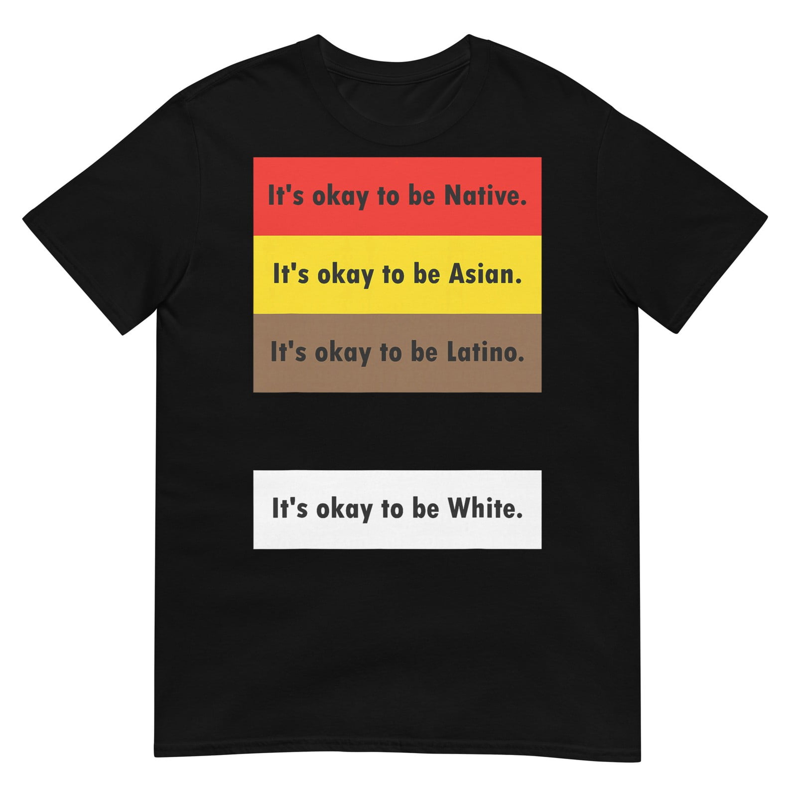 Wholeco It's Okay To Be Native It's Okay To Be Asian Graphic T-Shirt (Black, S) 2r1i1