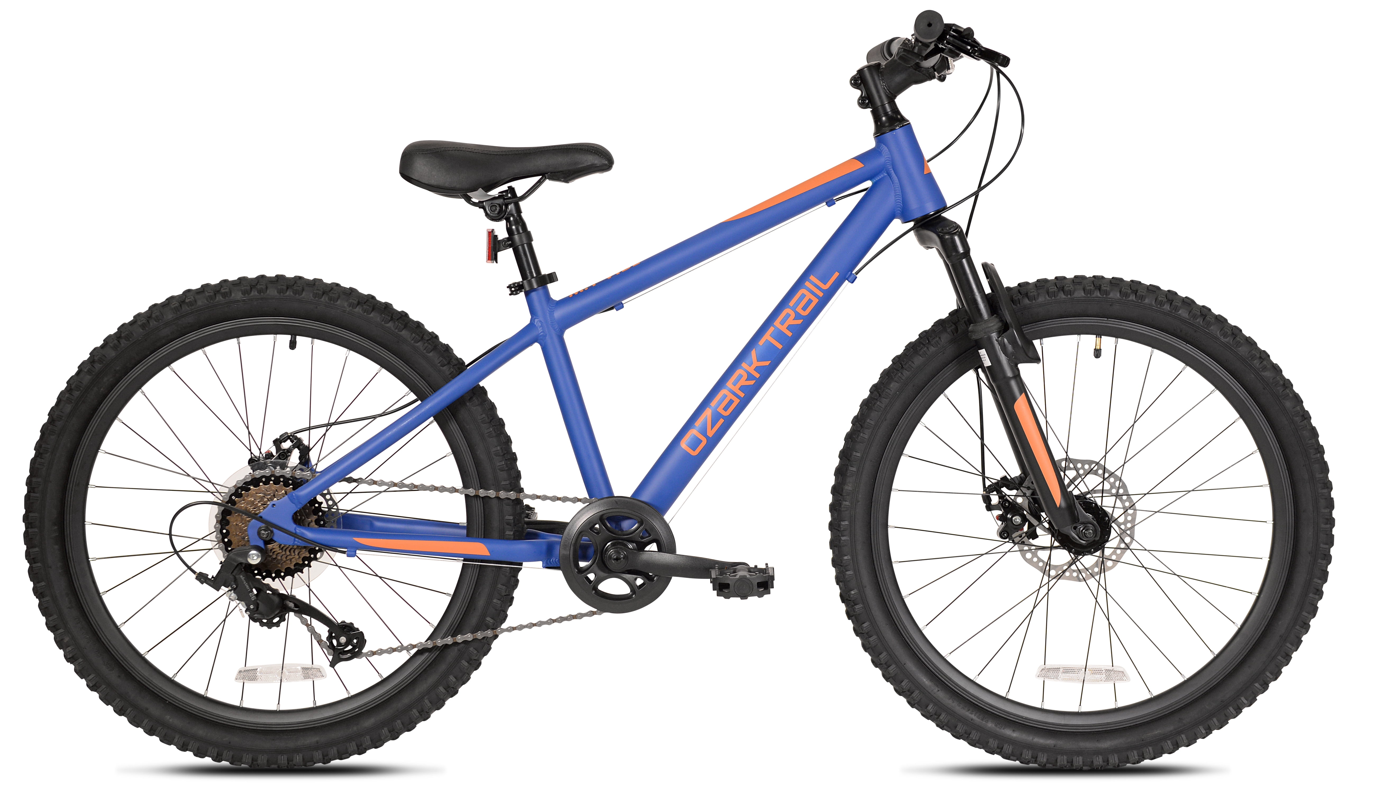 Ozark Trail 24 in M.1 Mountain Bicycle, 8 Speed, Lightweight Aluminum Frame, Front Suspension (Blue, 24 in) 6cyzi