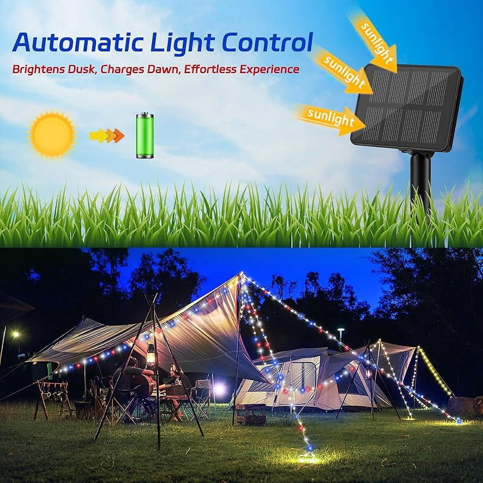 Generic Solar Fairy Lights Patriotic Red White and Blue Outdoor Waterproof LED String Lights (Multi-Color, 39.4 ft) semjh