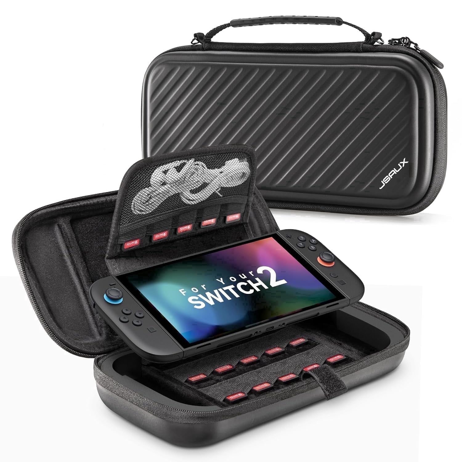 JSAUX Carrying Case for Nintendo Switch 2 Hard Shell Protective Travel Organizer (Black) 97m81