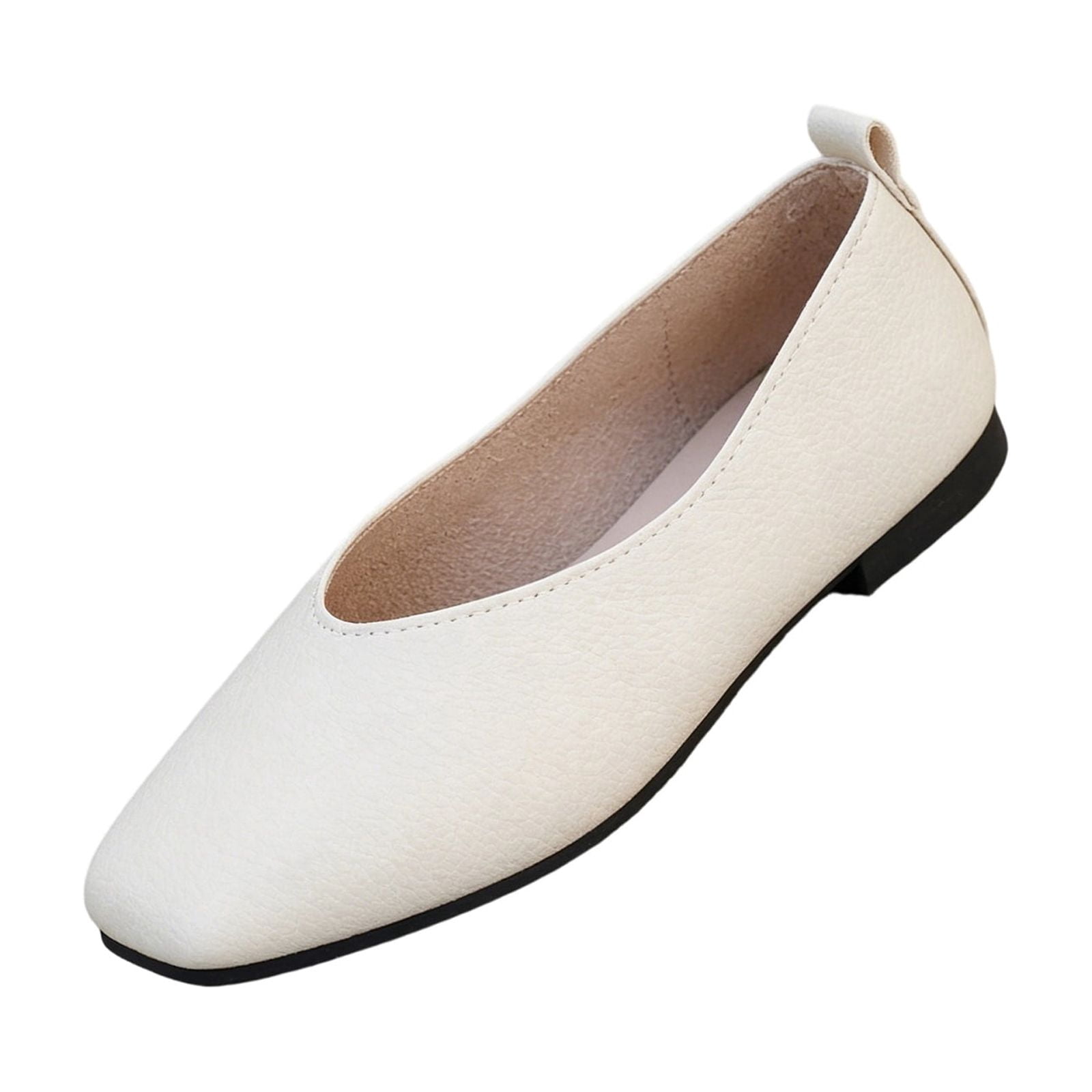 EKVAHL Women's Square Toe Ballet Flats, Comfortable Slip-On Dress Loafers (Beige, 8 US) jruw2