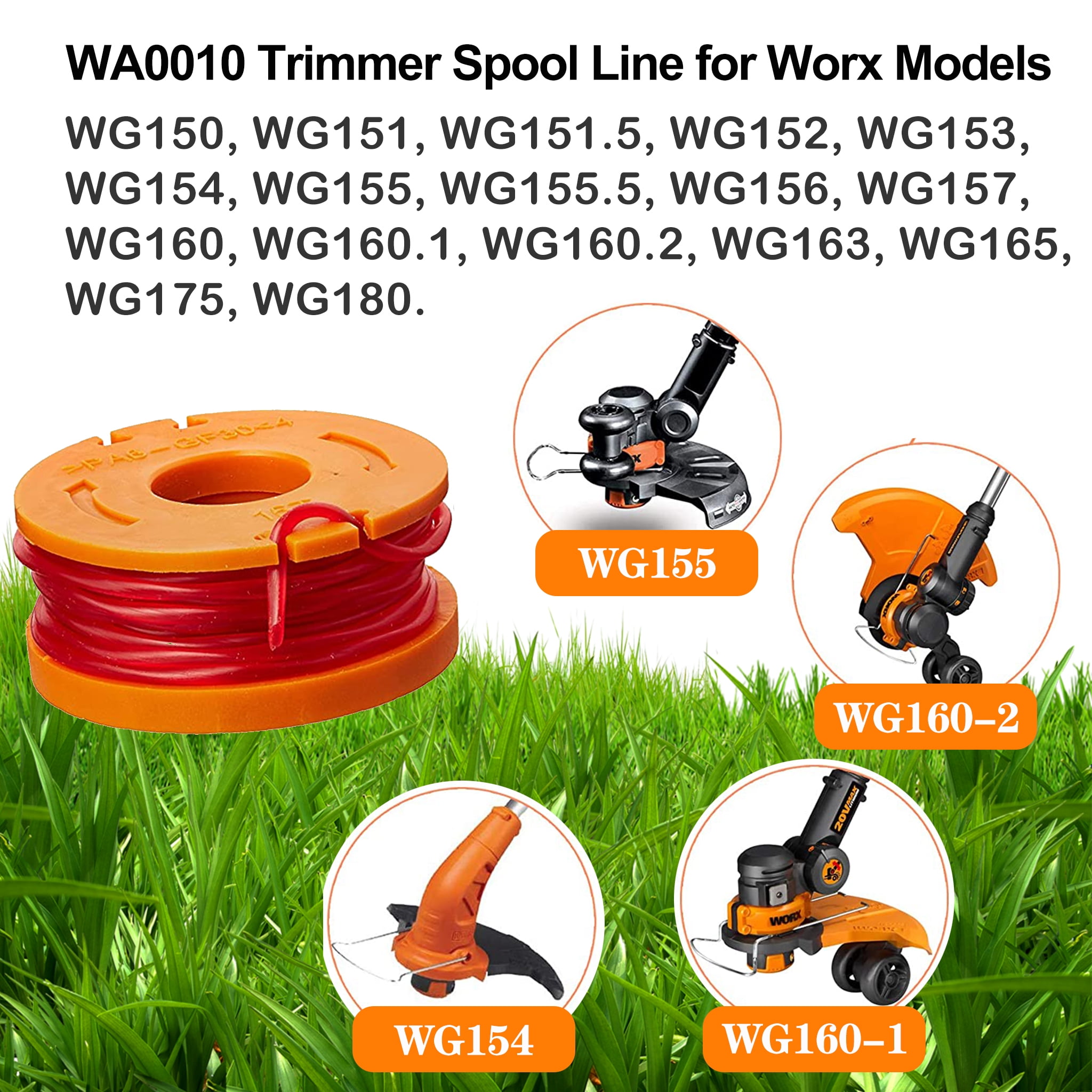 AMI PARTS WA0010 Replacement Trimmer Line Spools for Worx Grass Trimmers (12 Pack, 10 ft, 0.065 in) d07cw
