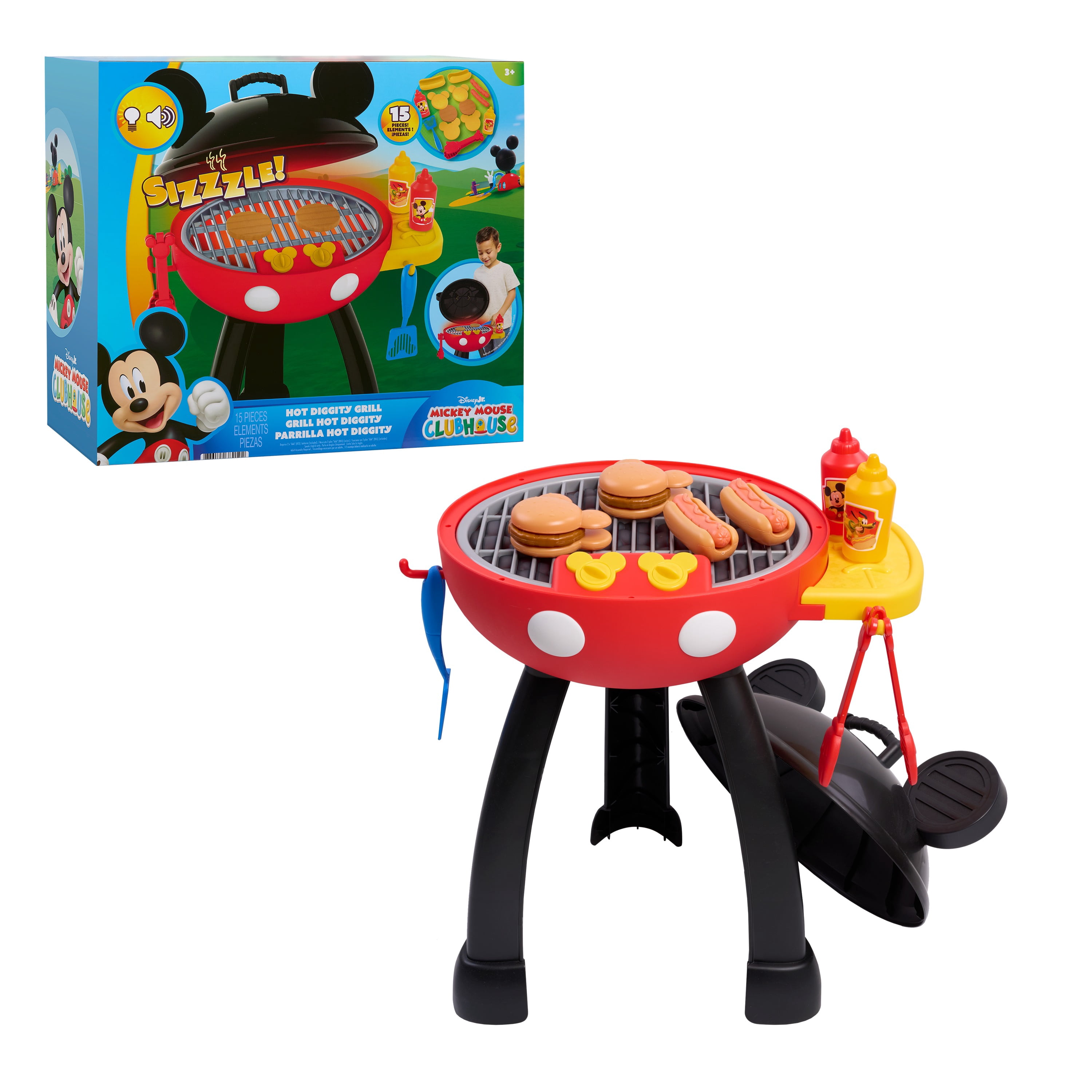 Mickey Mouse Clubhouse Hot Diggity Grill Set, Interactive Pretend Play Kitchen Toy (15-Piece Set) 87ve1