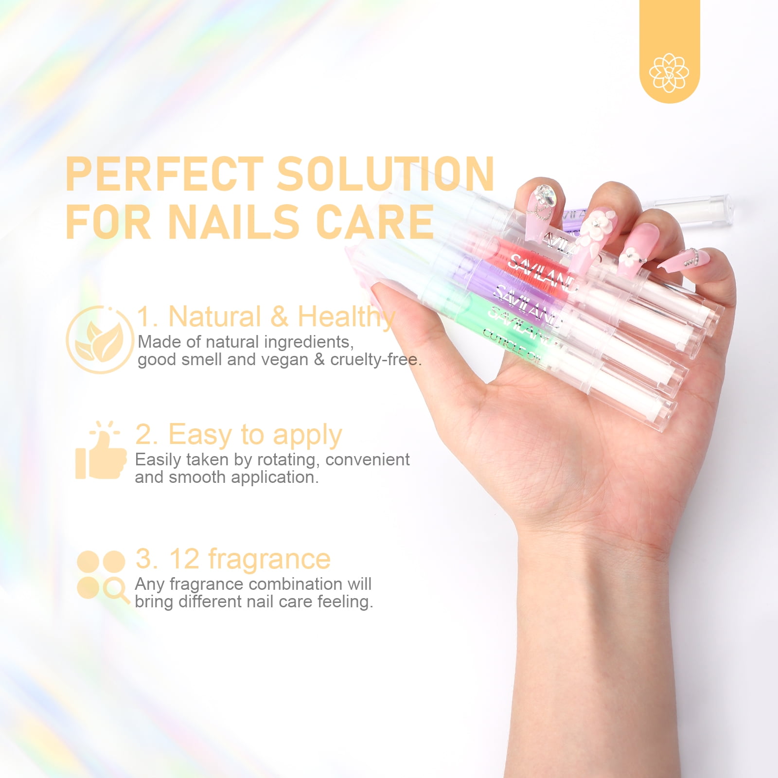 Saviland Cuticle Oil Pen Set with Vitamin E for Nail Growth and Repair (12-Piece Set) 1swqo