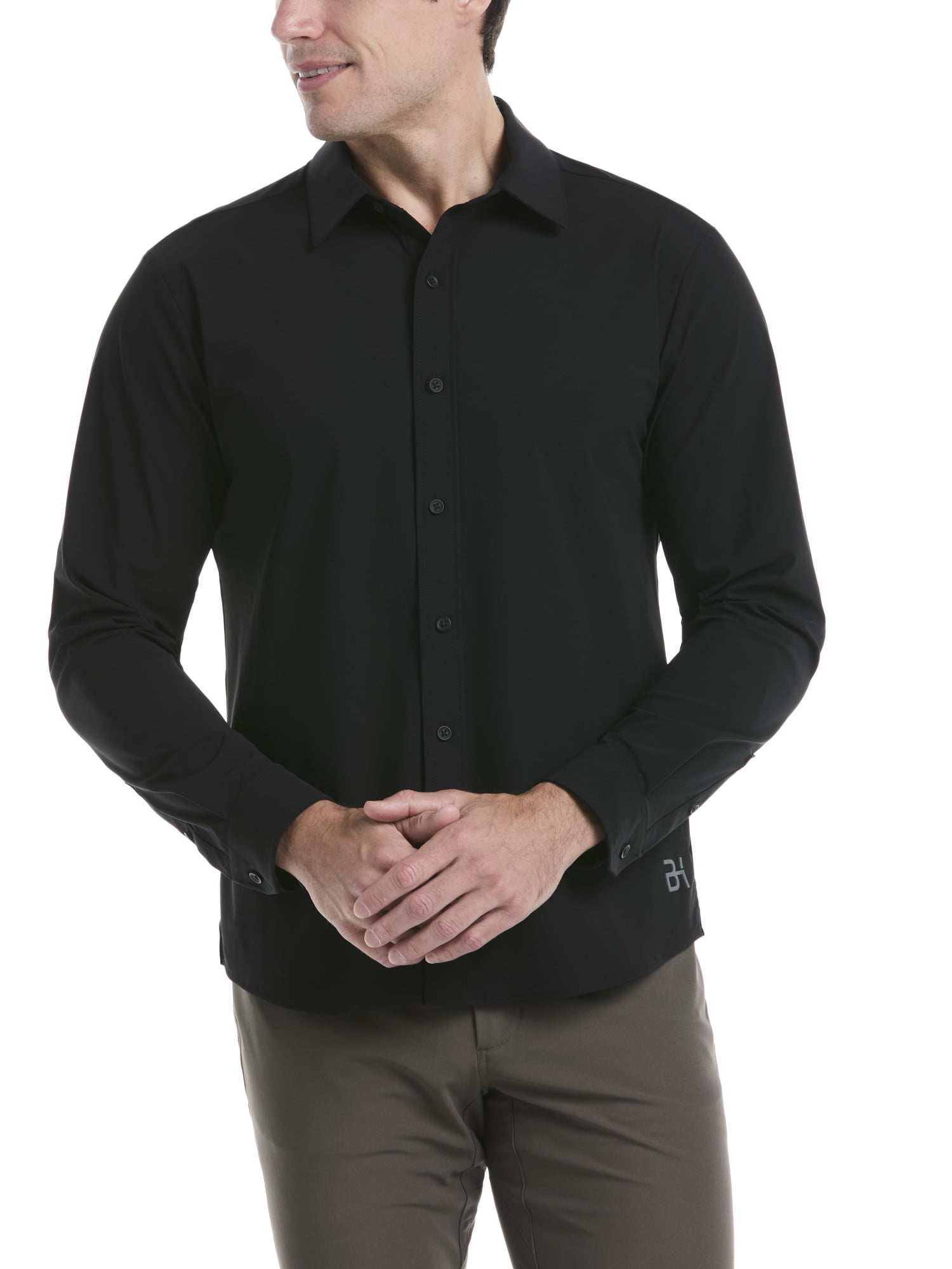 Ben Hogan Men's Performance Long Sleeve Button-Down Golf Shirt (Black, S) 0ukek