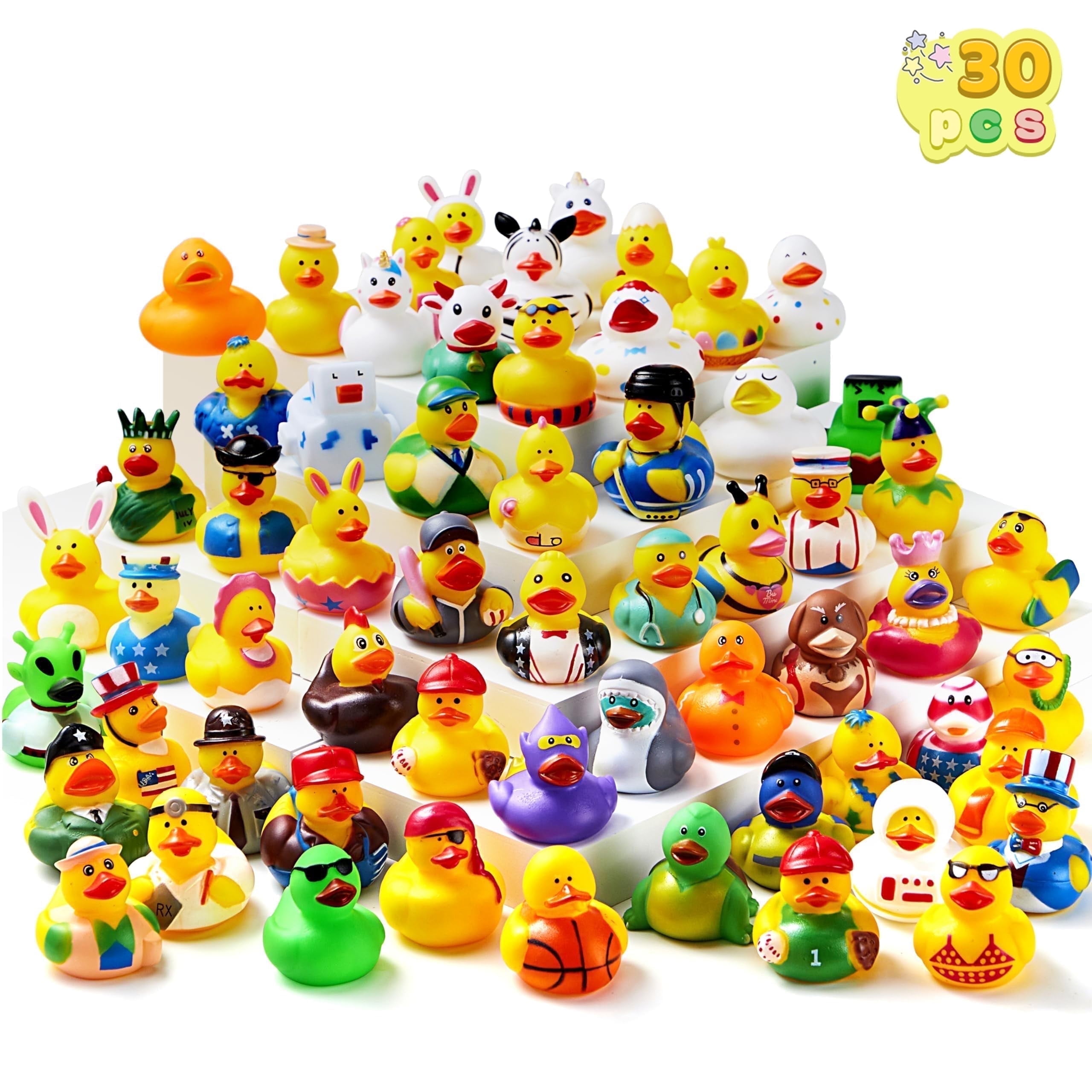 Joyfy Rubber Duck Bath Toys for Kids, Floating Mini Duckies for Party Favors and Pool Play (Assorted Colors, 30 Pack, 2 in) u899s