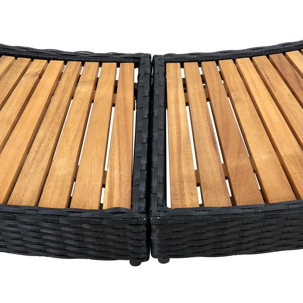 vidaXL Spa Surround Furniture Set with Poly Rattan and Acacia Wood (Black, 113.8 in x 48.8 in x 22 in) wllza