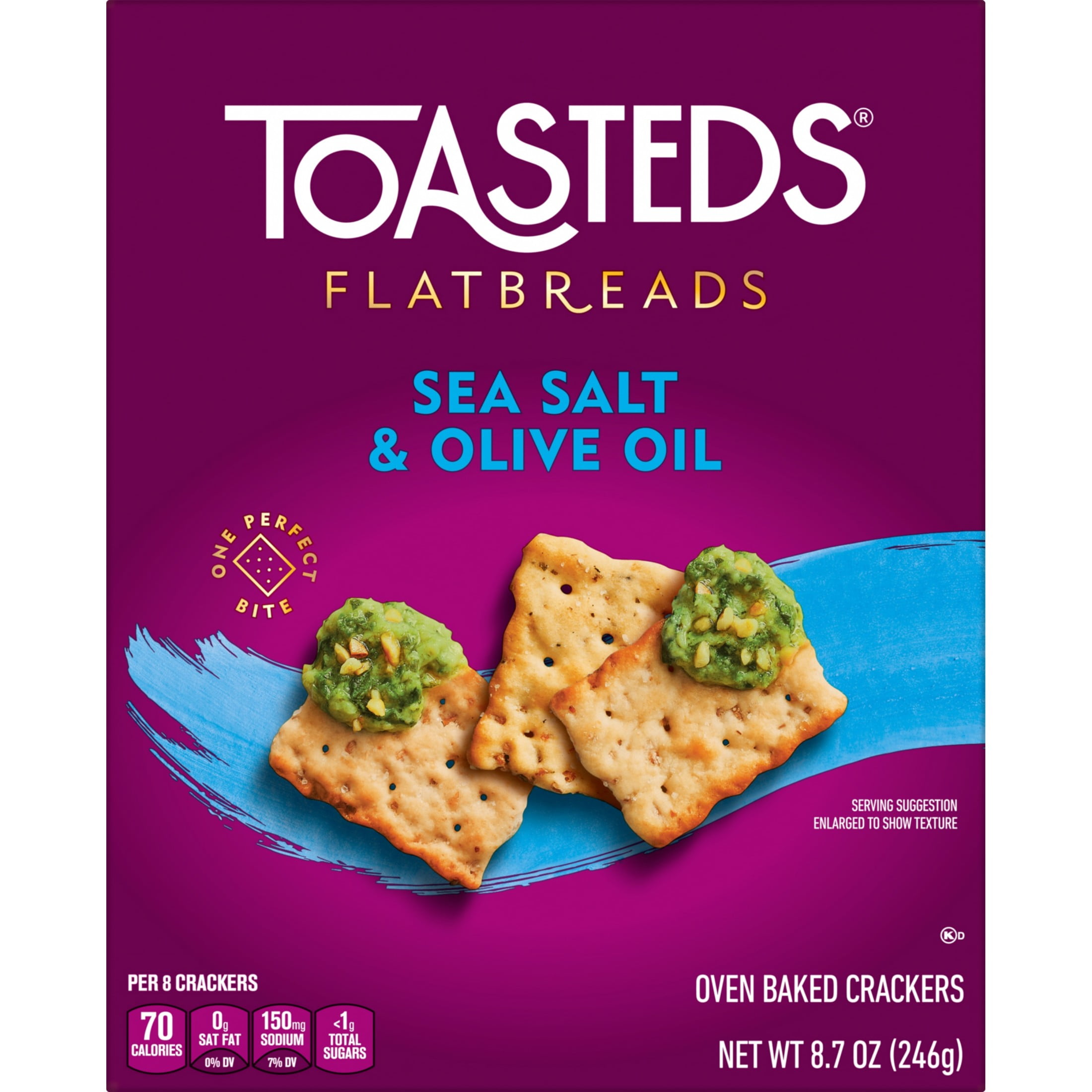 Toasteds Flatbreads Sea Salt and Olive Oil Crackers, Crispy Party Snacks (8.7 oz) gxxqq