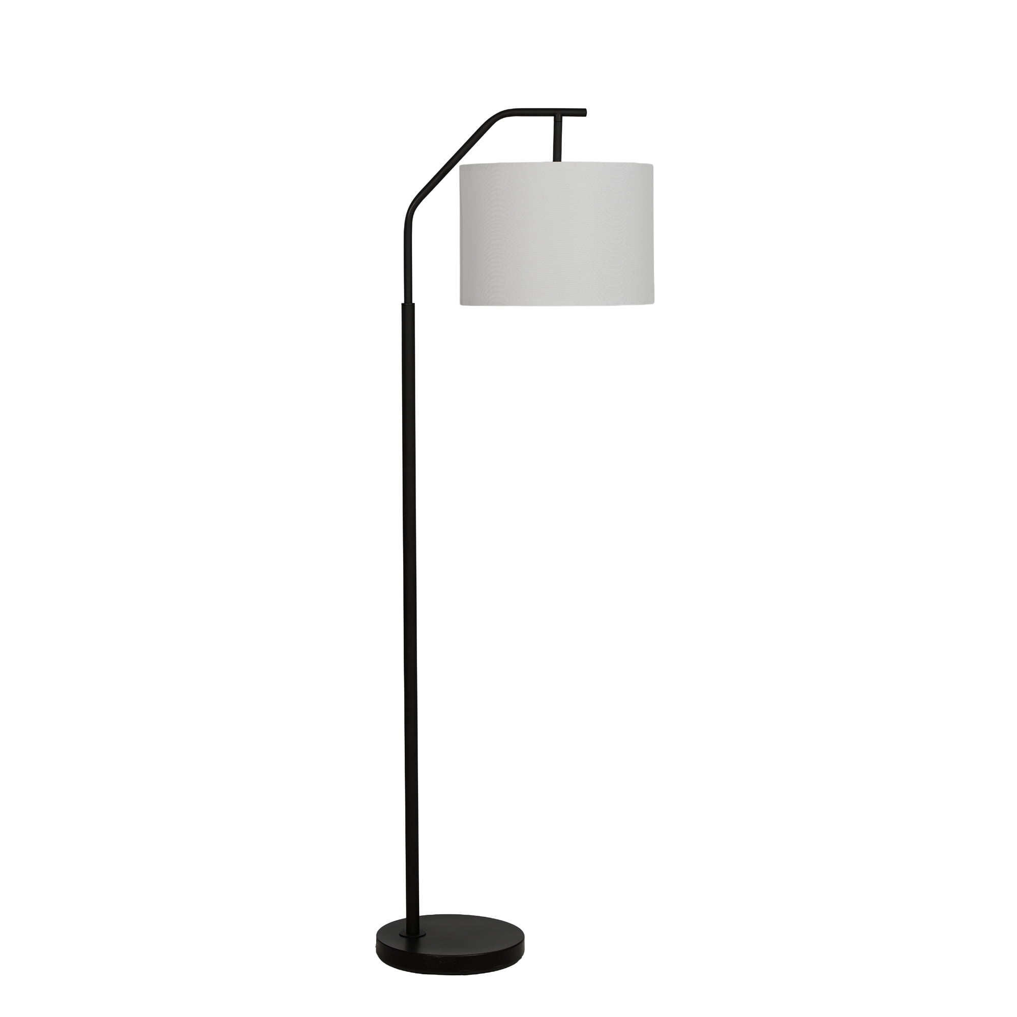 Mainstays 62 in Metal Angled Downbridge Floor Lamp with Linen Shade (Black, 62 in) y353p