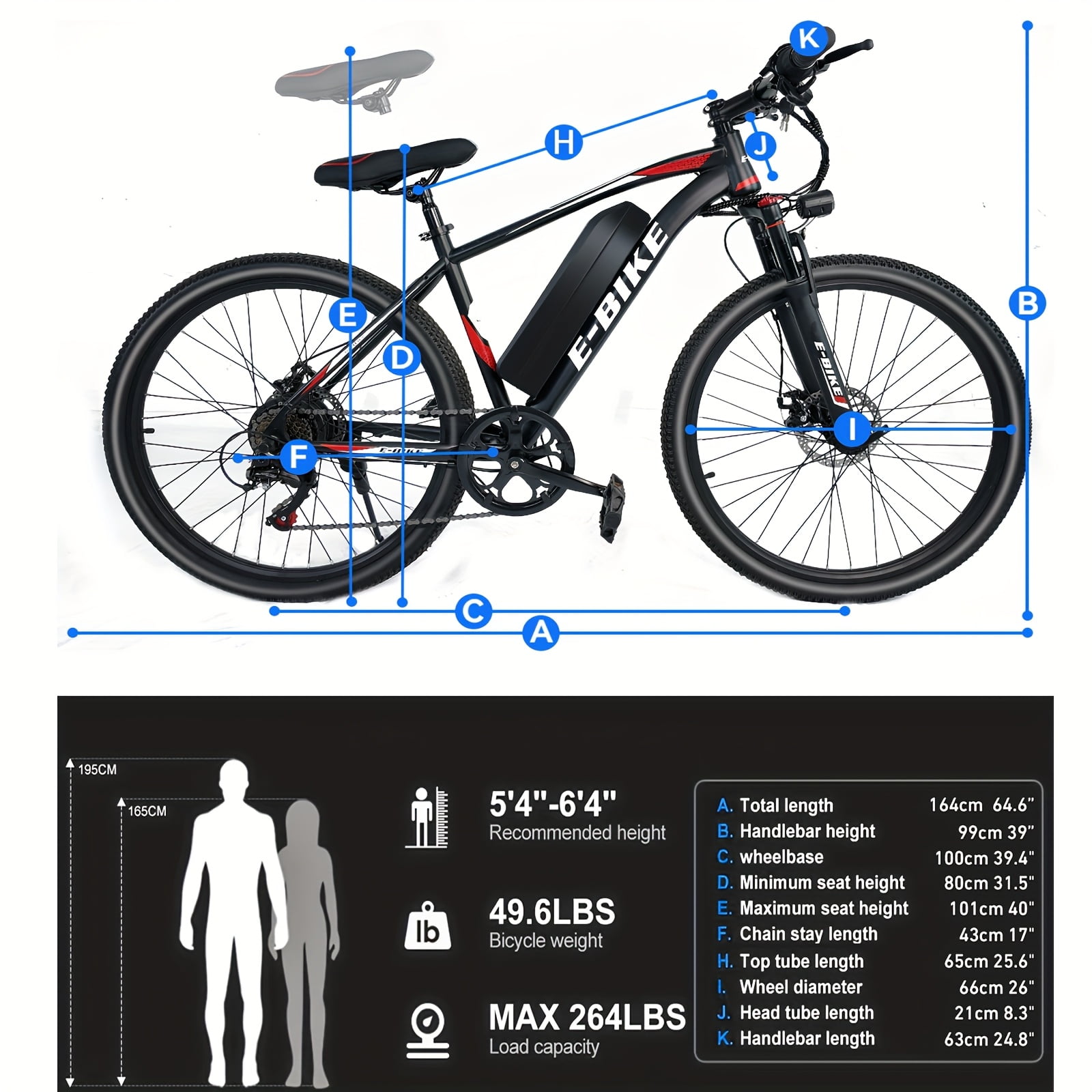 Bycyla Electric Mountain Bike, 750W Motor 25 MPH E-Bike with 40 Mile Range, 7-Speed Commuter Bicycle (Red, 26 in) y5iae