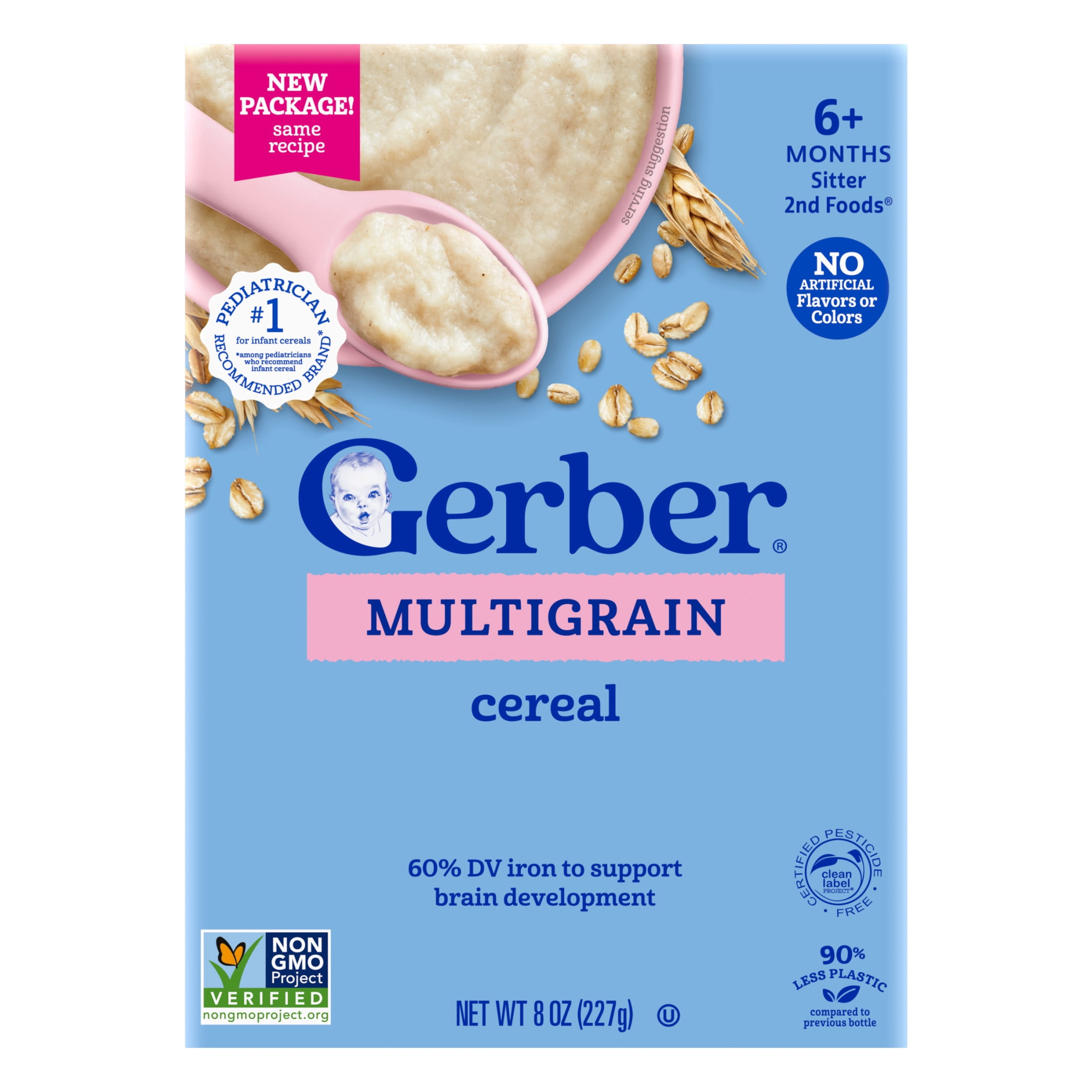 Gerber Multigrain Baby Cereal, Iron-Fortified Infant Breakfast, Stage 2 (8 oz) x1v23