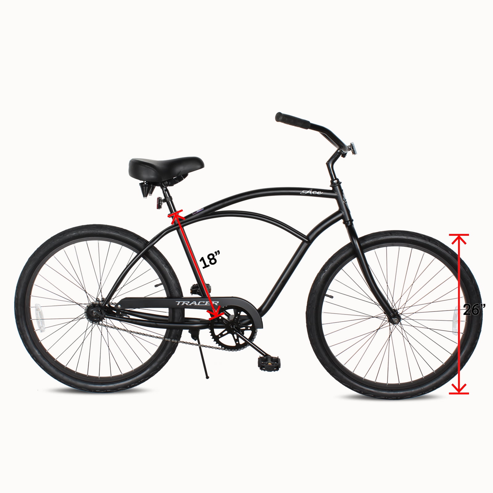 Tracer Products ACE Men’s Cruiser Bike, Classic Steel Frame, Coaster Brake (Black, 26 in) lltxk
