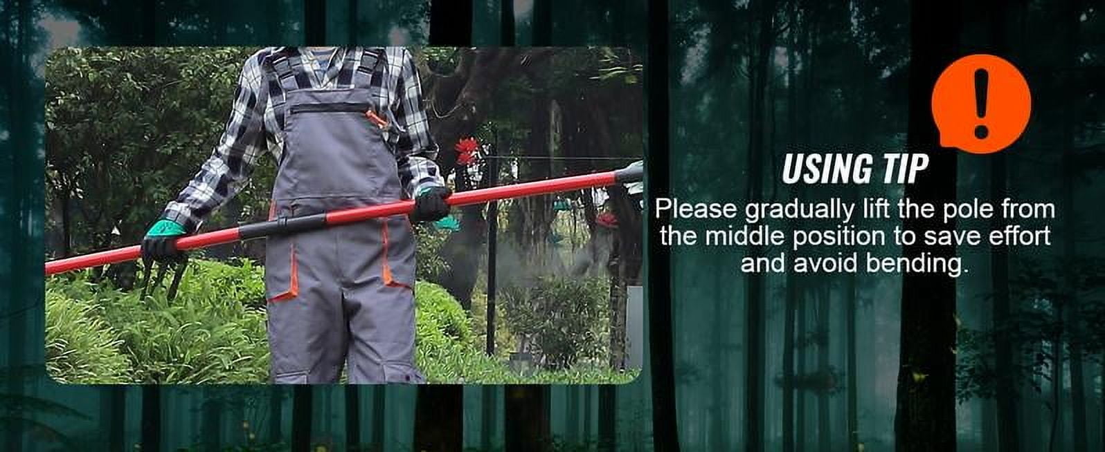 Generic Manual Tree Trimmer Pole Saw with Carbon Steel Blade (7.3-27 ft Adjustable Length) wfqdc