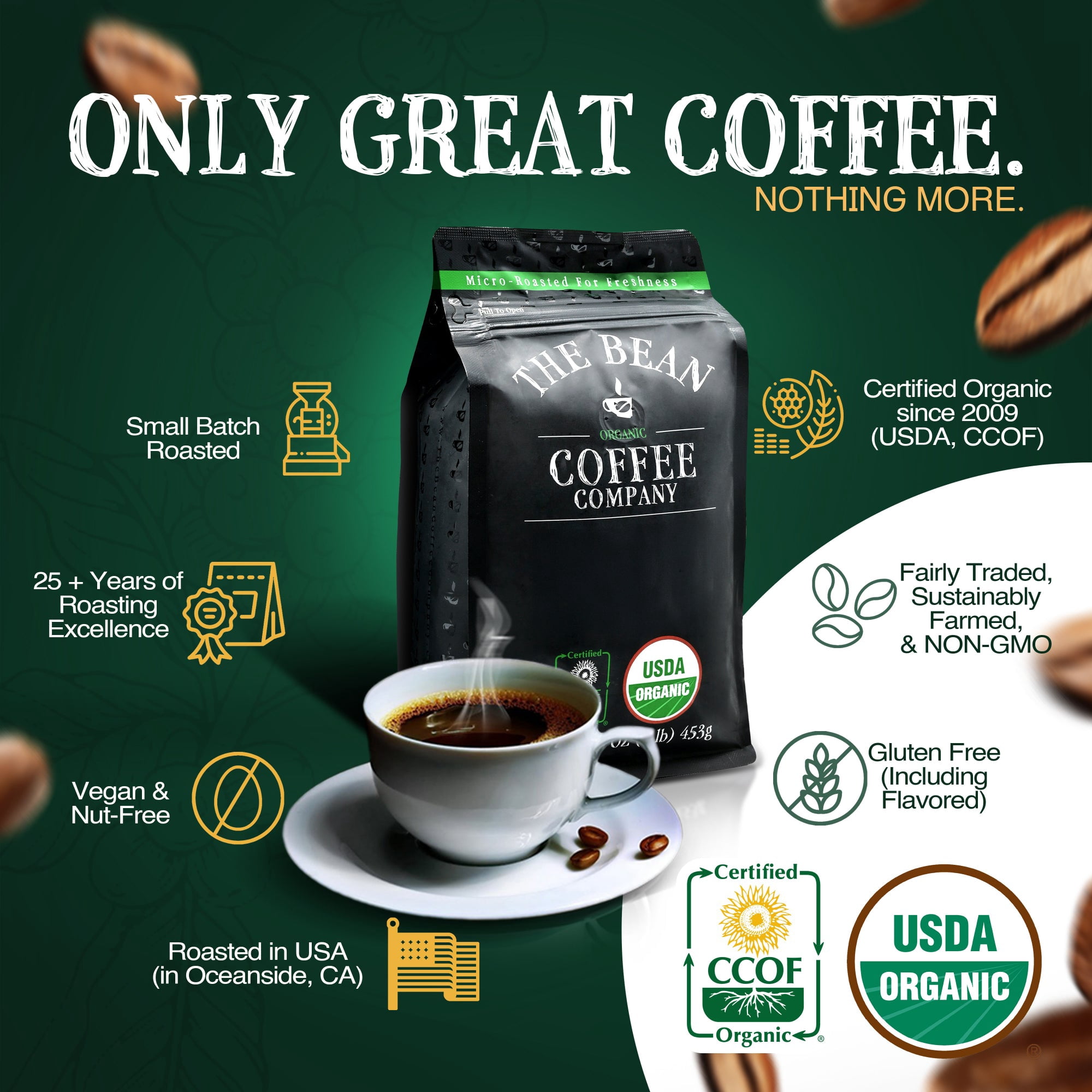 The Bean Organic Coffee Company Irish Cream Medium Roast Ground Coffee (32 oz) 8uq1p