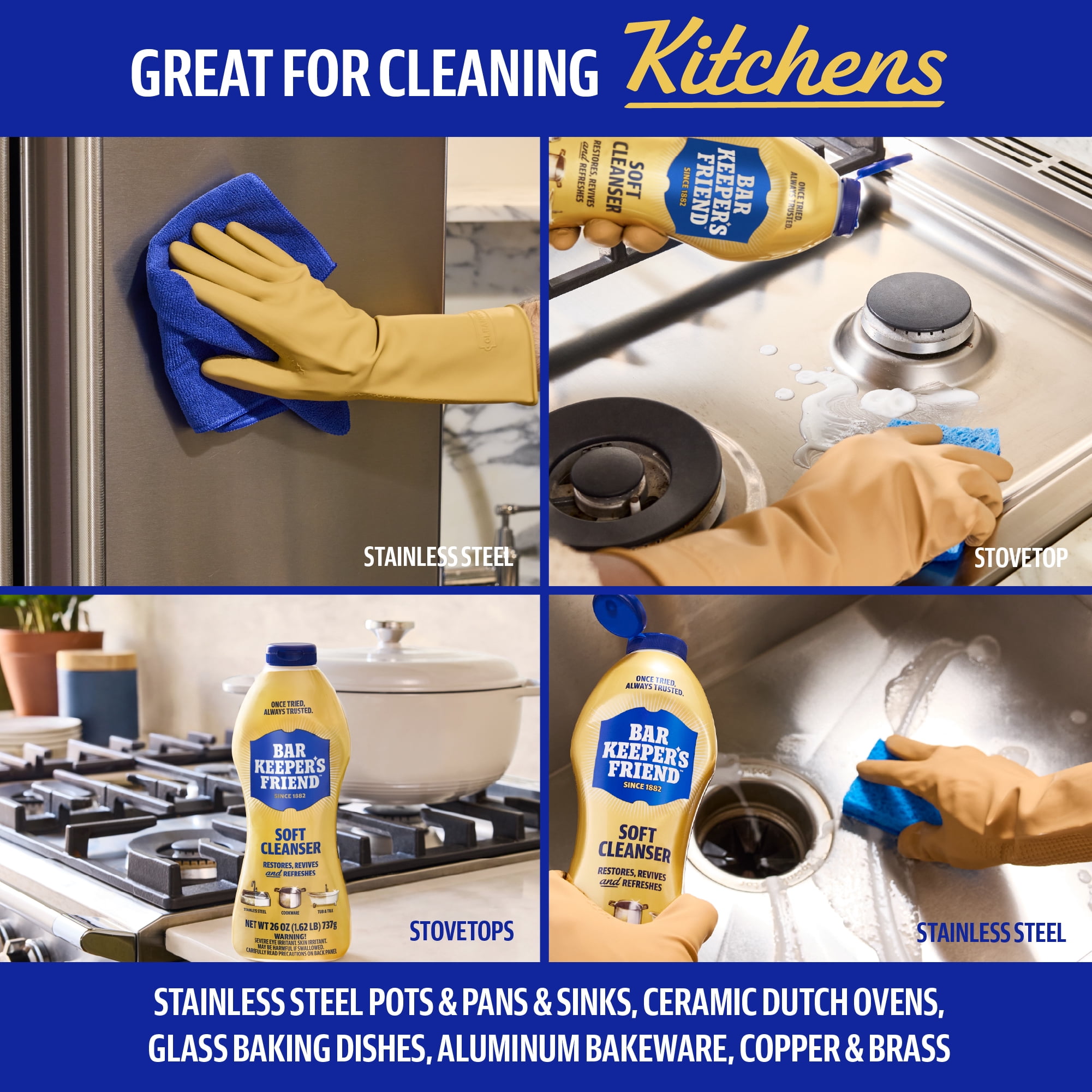 Bar Keepers Friend Soft Cleanser Liquid Surface Cleaner for Kitchen and Bathroom (Citrus, 26 oz, 6 Pack) shd4z