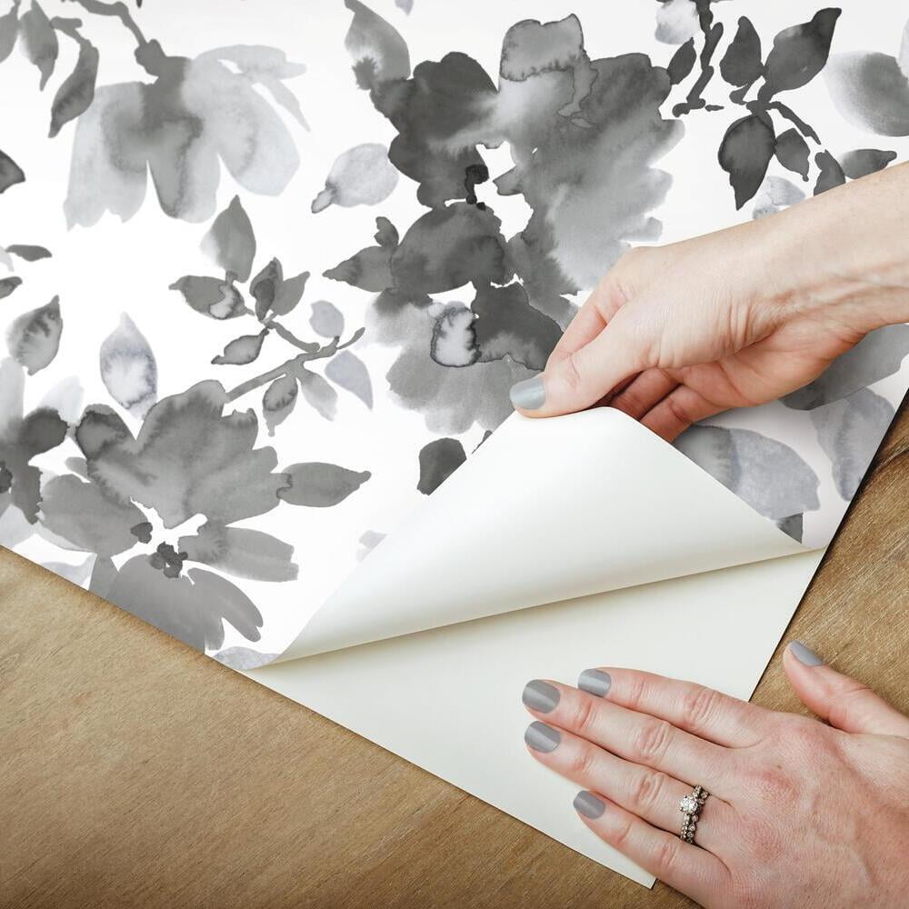 RoomMates Floral Peel and Stick Wallpaper, Removable Self-Adhesive Wall Decor (Light Pink, 28.18 sq ft) 01qoa