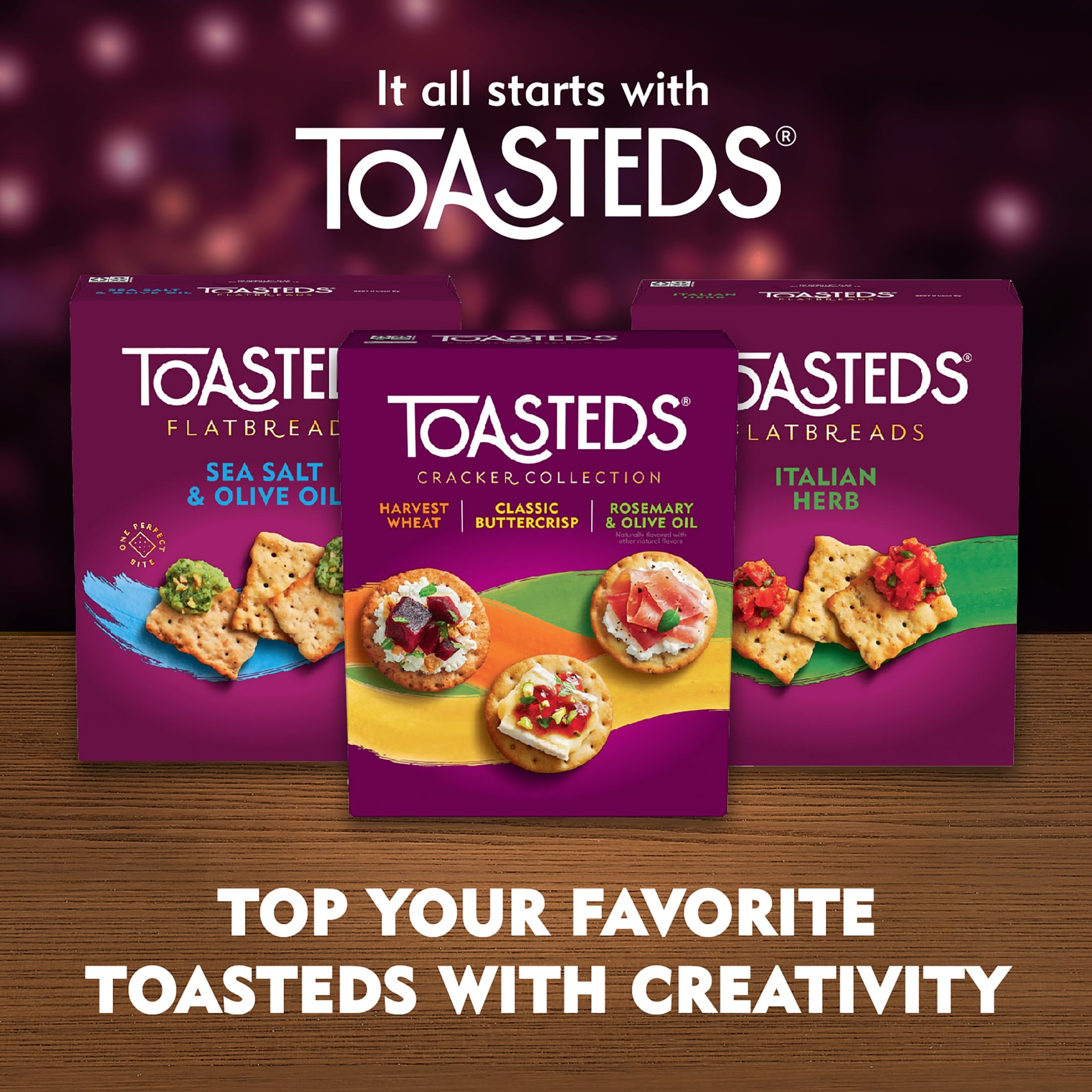 Toasteds Flatbreads Sea Salt and Olive Oil Crackers, Crispy Party Snacks (8.7 oz) gxxqq