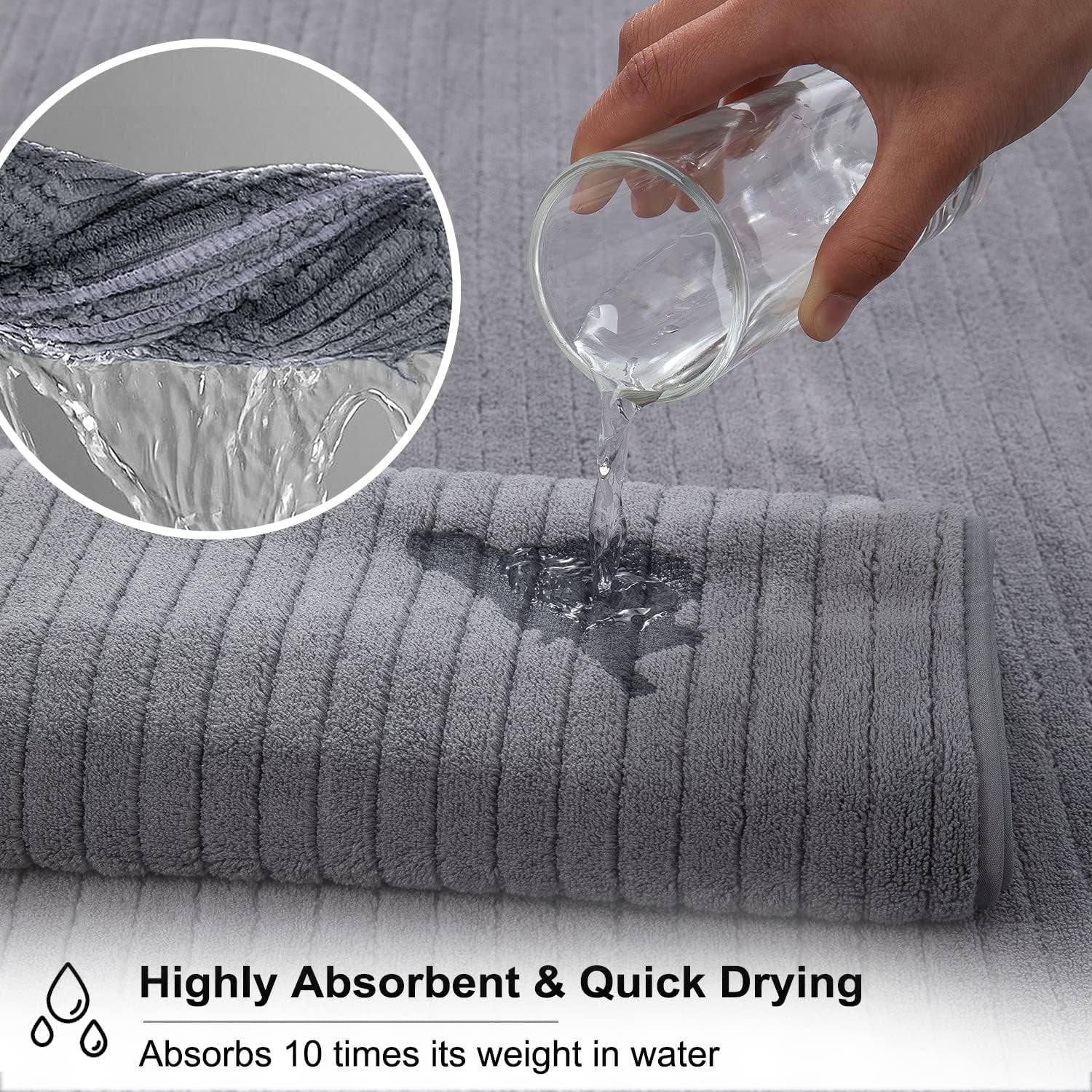 Jessy Home Oversized Microfiber Bath Towels Set (Dark Gray, 4 Pack, 35 in x 70 in) j6e97
