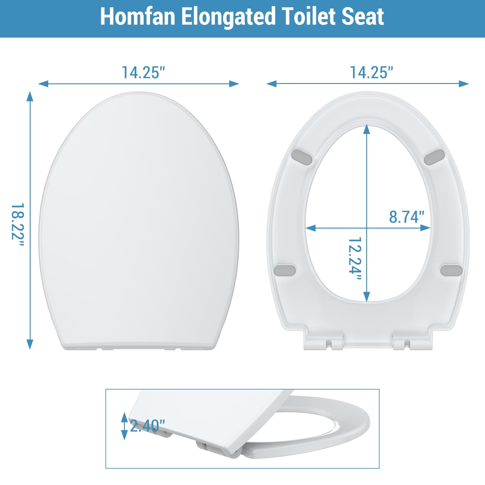 GARVEE Soft Close Elongated Toilet Seat, Quick Release Non-Slip Hinges, Durable Polypropylene (White, Elongated) o2qvk
