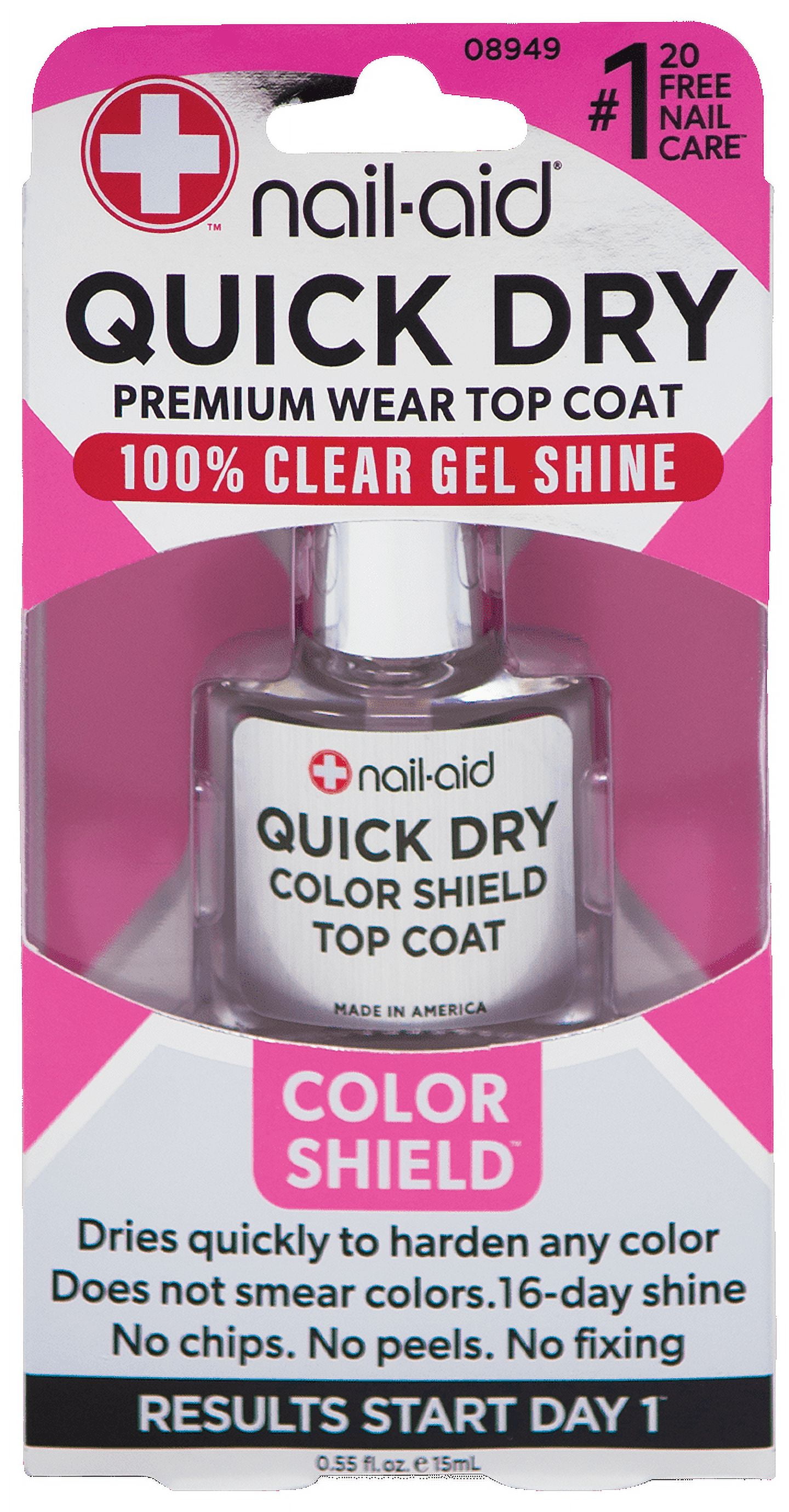 Nail-Aid Quick Dry Glass Shine Top Coat Long-Lasting Chip-Resistant Finish (Clear, 2 Pack, 0.5 fl oz) eivgc
