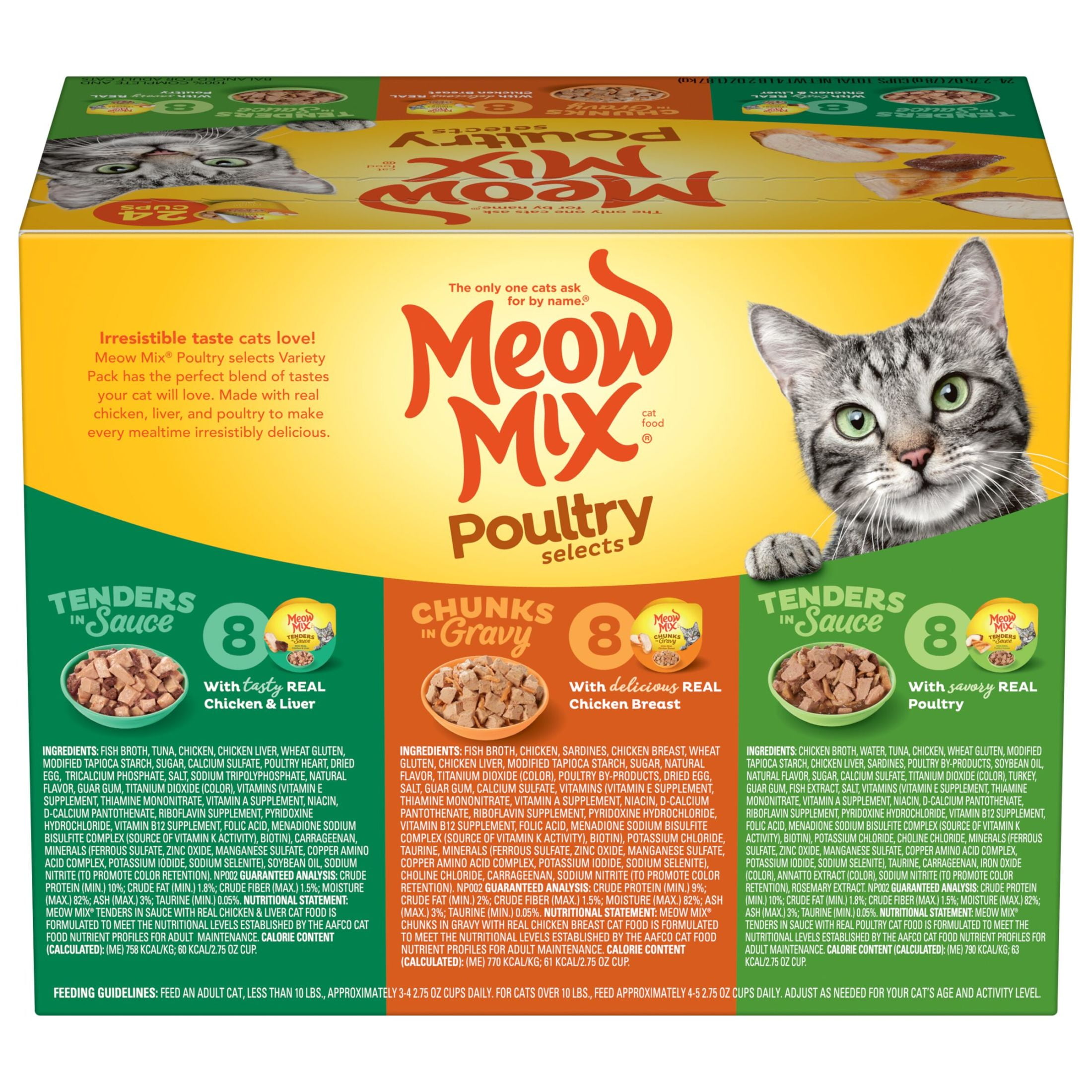 Meow Mix Poultry Selections Wet Cat Food Variety Pack (24 Pack, 2.75 oz) qqb7j