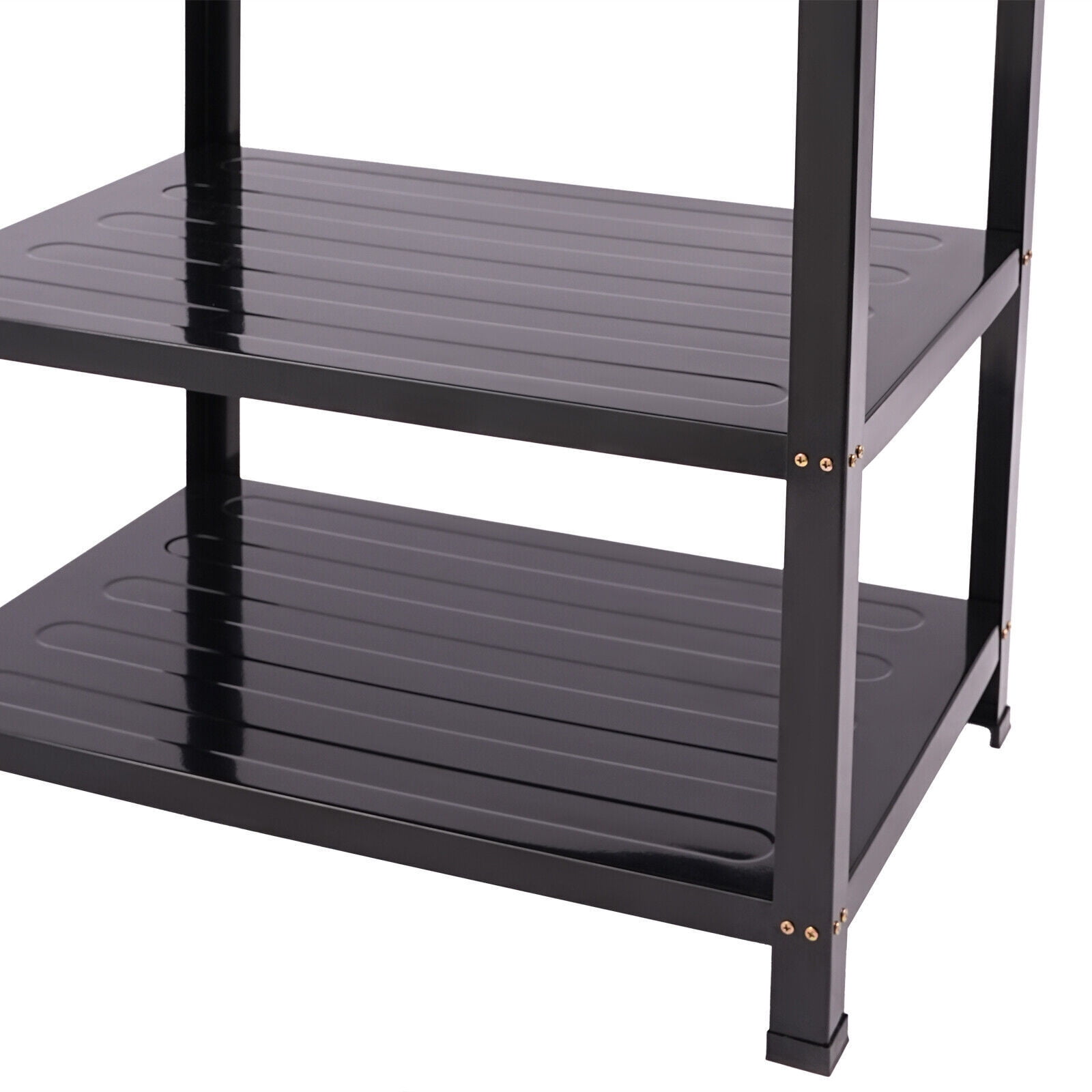 Generic 5-Burner Gas Stove Outdoor Camping BBQ Grill with 2-Tier Storage Rack (Black) g36xu