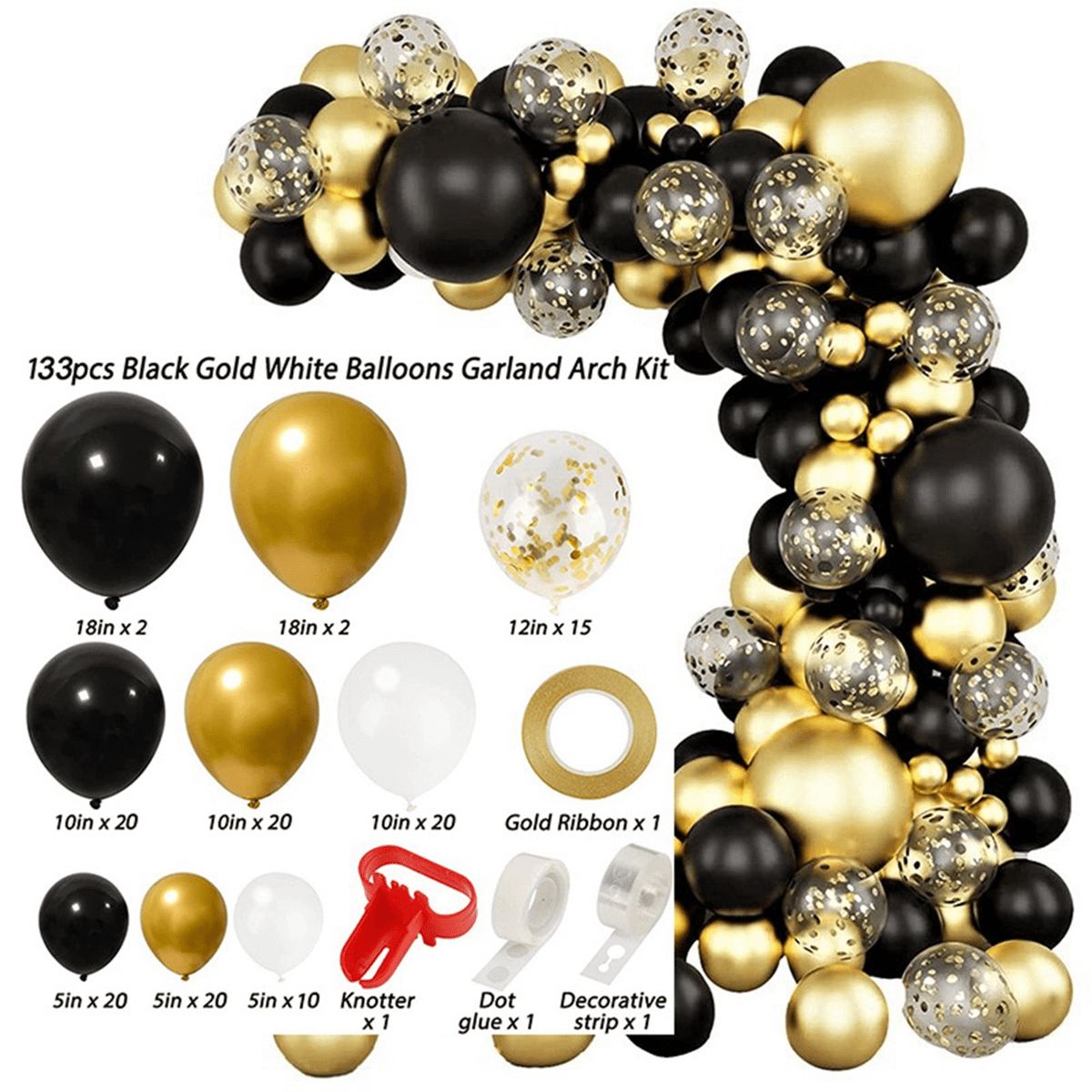 Generic Balloon Garland Arch Kit (Black and Gold, 129 Pieces) 9cybd - Image 2