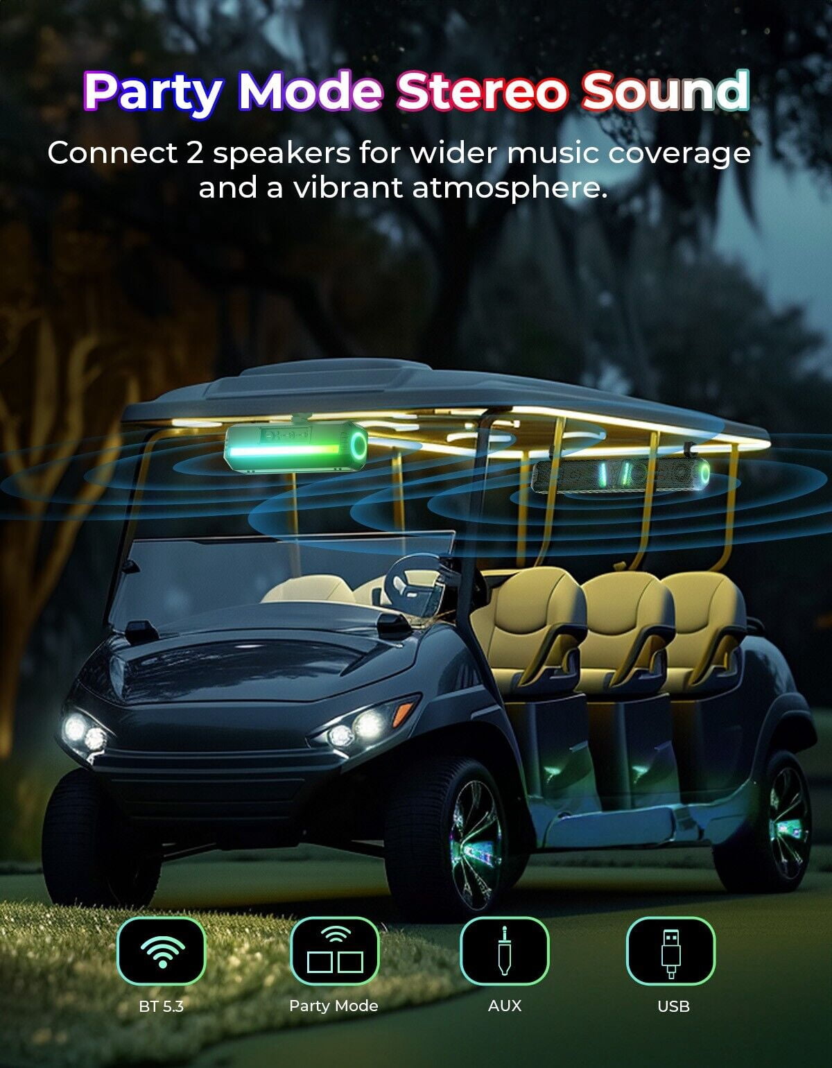 KEMIMOTO Midnight 80 32 in RGB UTV Sound Bar with Deep Bass and IP66 Weatherproof Rating (Blue, 32 in) c4cdi