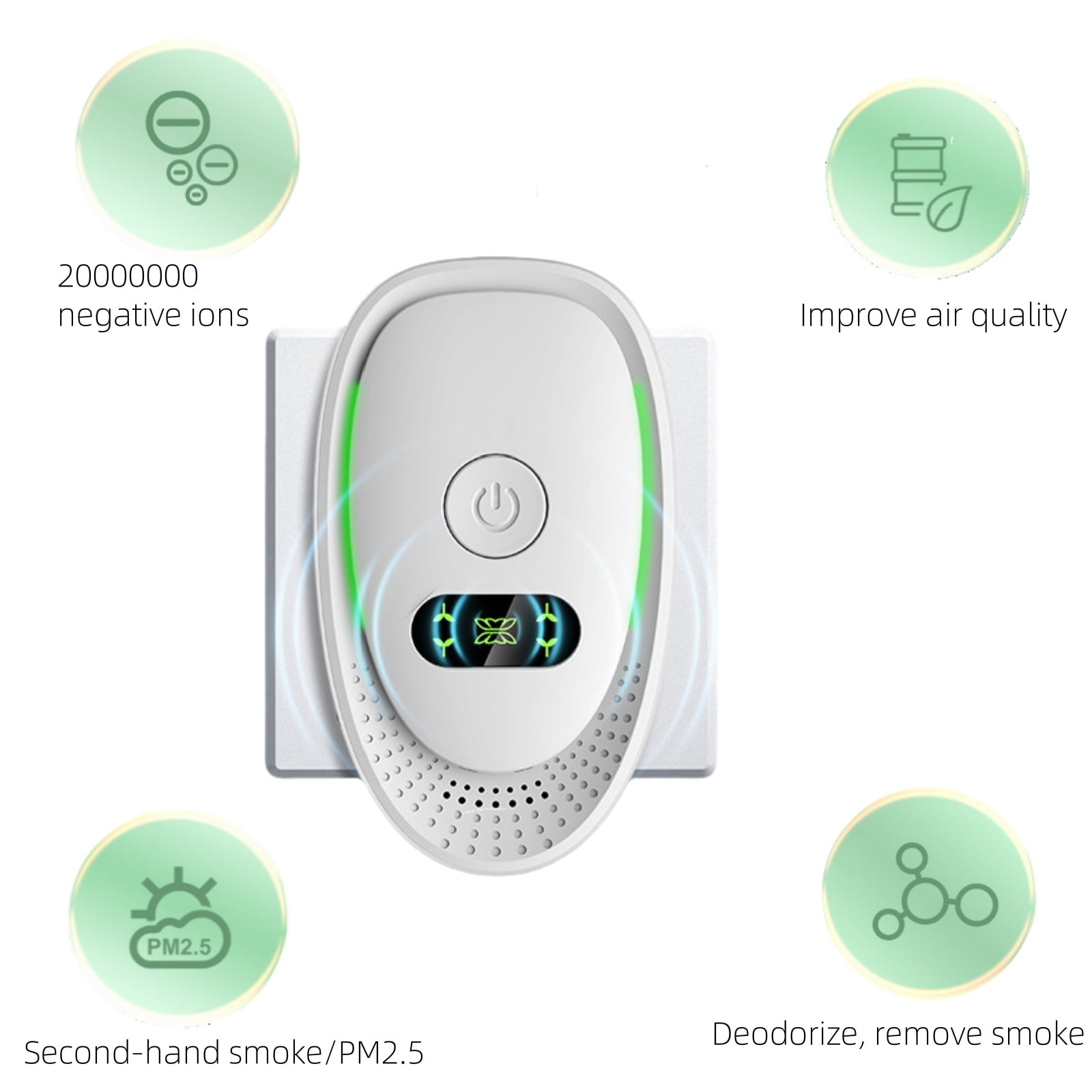 JahyShow Plug-in Air Ionizer Purifier for Home and Office (White, 2 Pack) 7tpgj