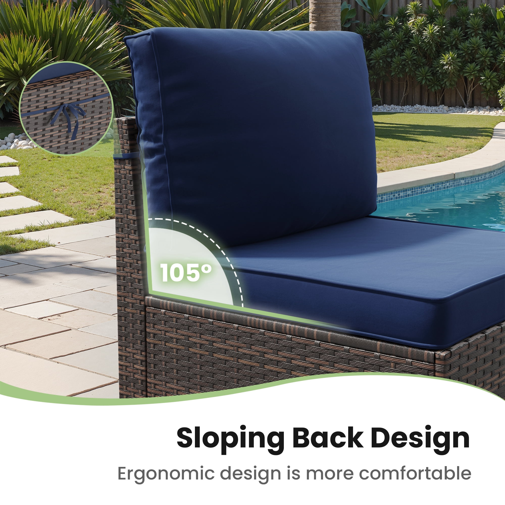 STARY 6-Piece Outdoor Sectional Sofa Set with Wide Armrests, PE Rattan Patio Conversation Furniture (Blue, 6-Piece Set) qf0g7