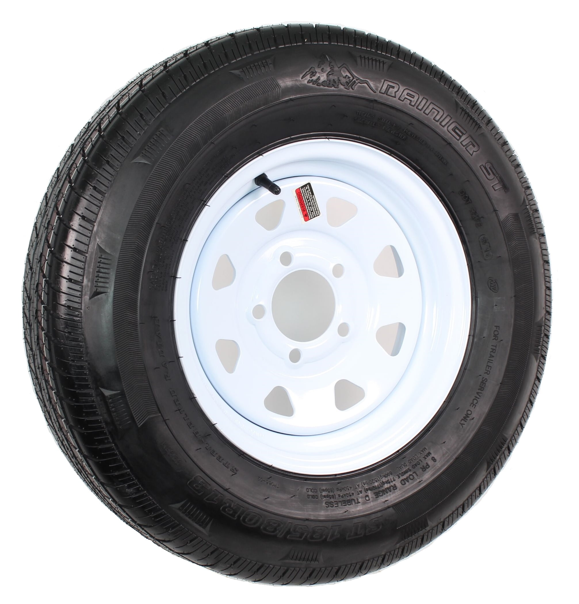 eCustomRim Trailer Tire and Rim Assembly (ST185/80R13, Load Range C, 5 Lug, White, 13 in) 7o53i