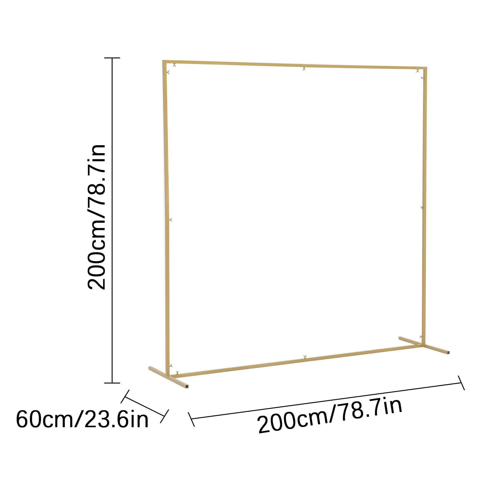 VINCIGANT Square Wedding Arch Backdrop Stand, Heavy-Duty Metal Frame for Floral Balloon Displays (Gold, 6.6 ft x 6.6 ft) diarb